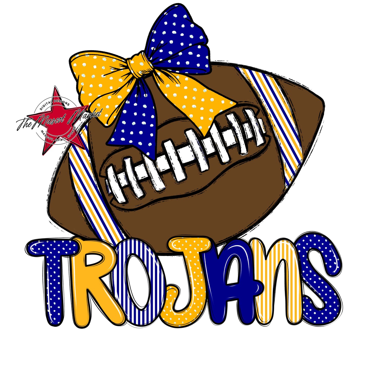 Trojans Football Spirit Design-Blue & Yellow
