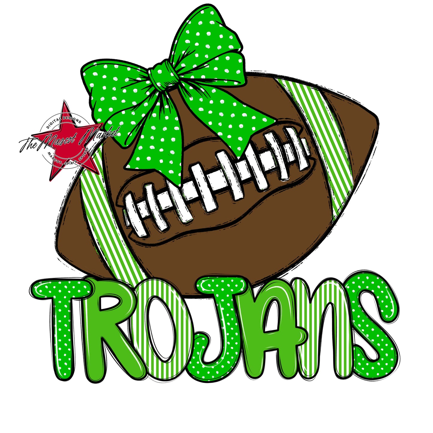 Trojans Football Spirit Design-Bright Green