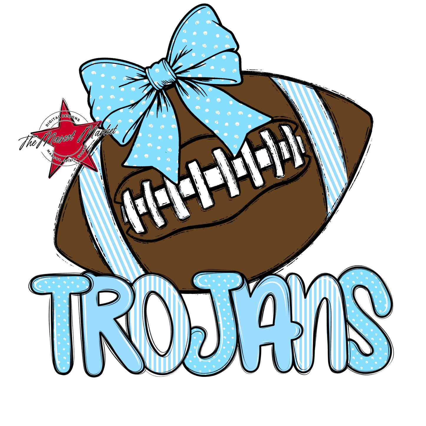 Trojans Football Spirit Design-Columbia Blue