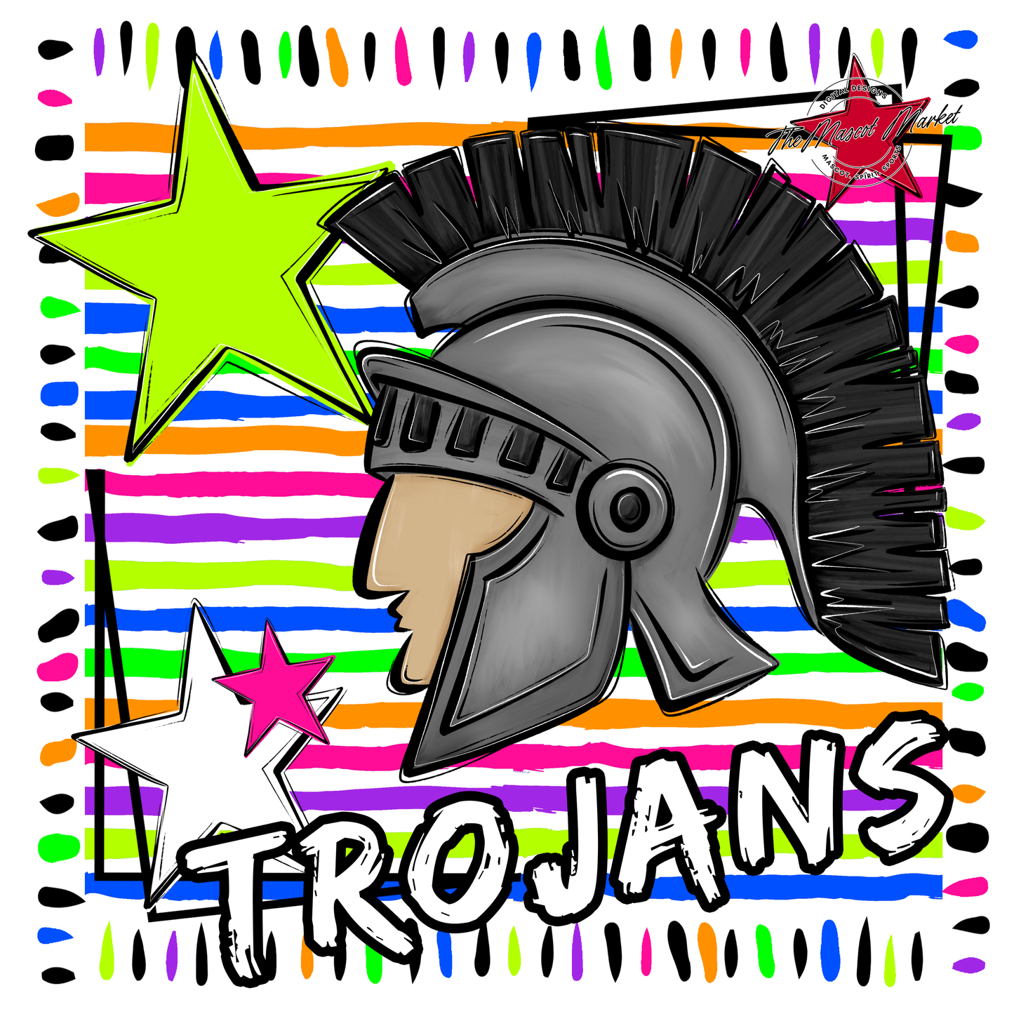 Trojans Mascot Frame-Neon White