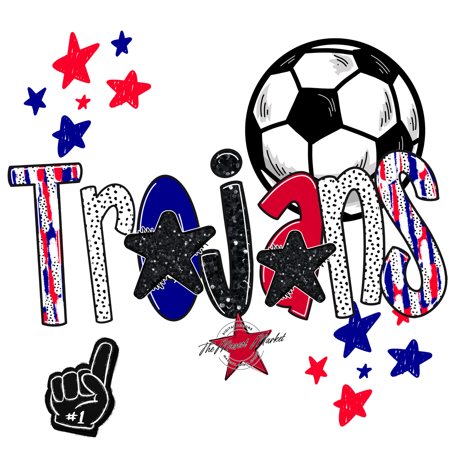 Trojans Soccer Scrape-Blue-Red