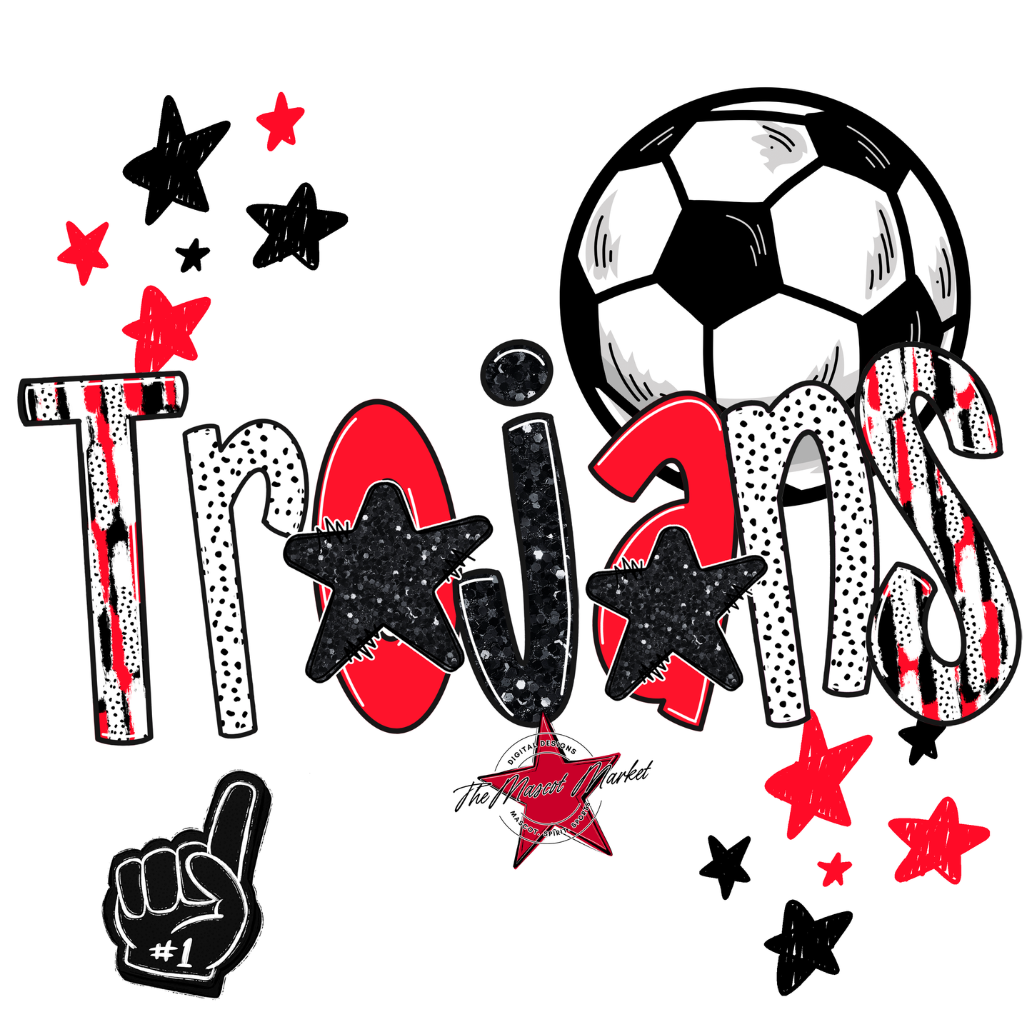 Trojans Soccer Scrape-Bright Red