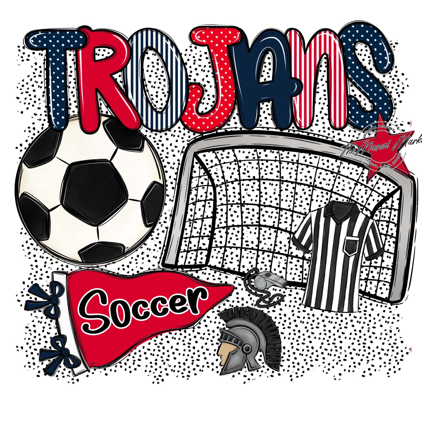 Trojans Soccer Spirit-Navy & Red