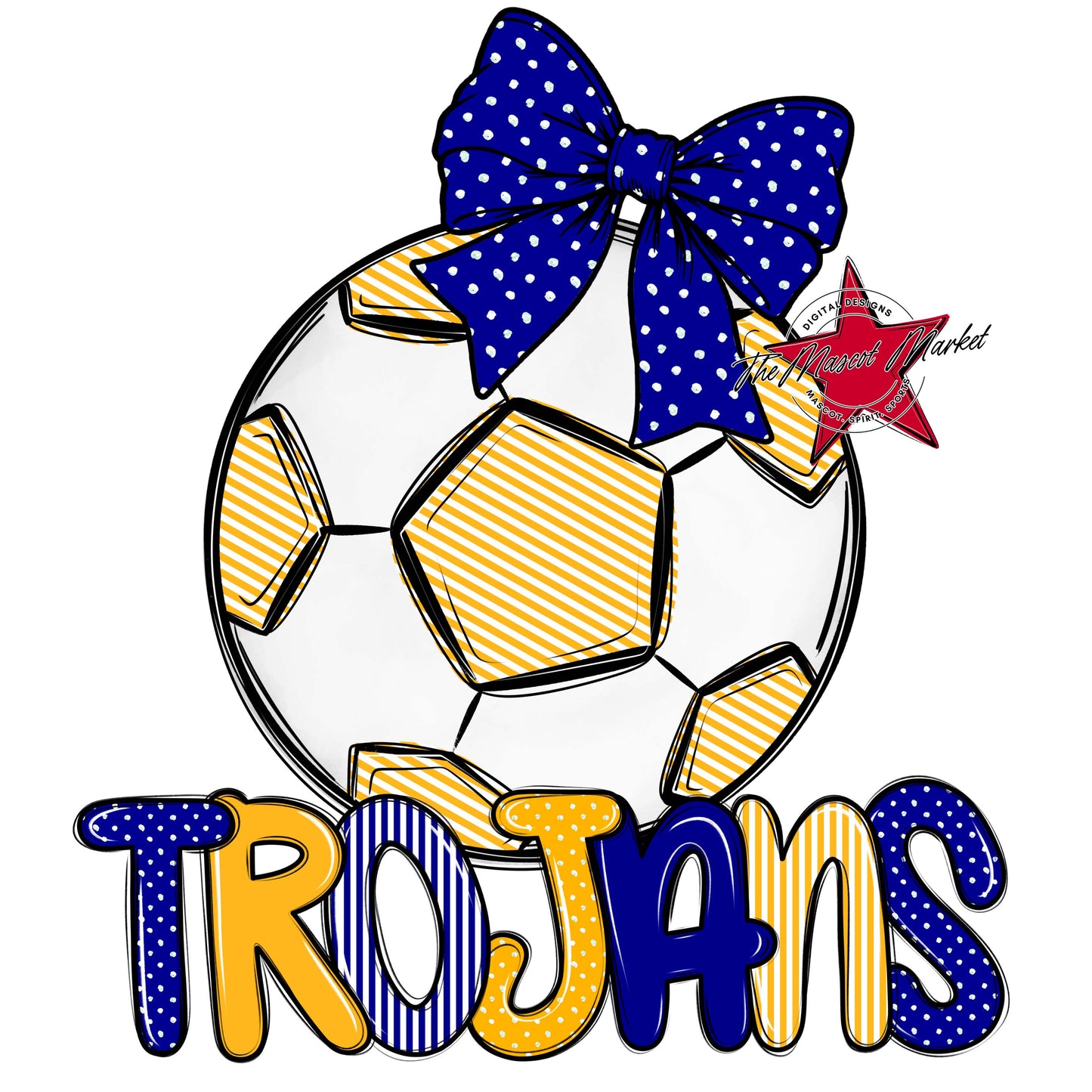 Trojans Soccer Spirit Design-Blue & Yellow
