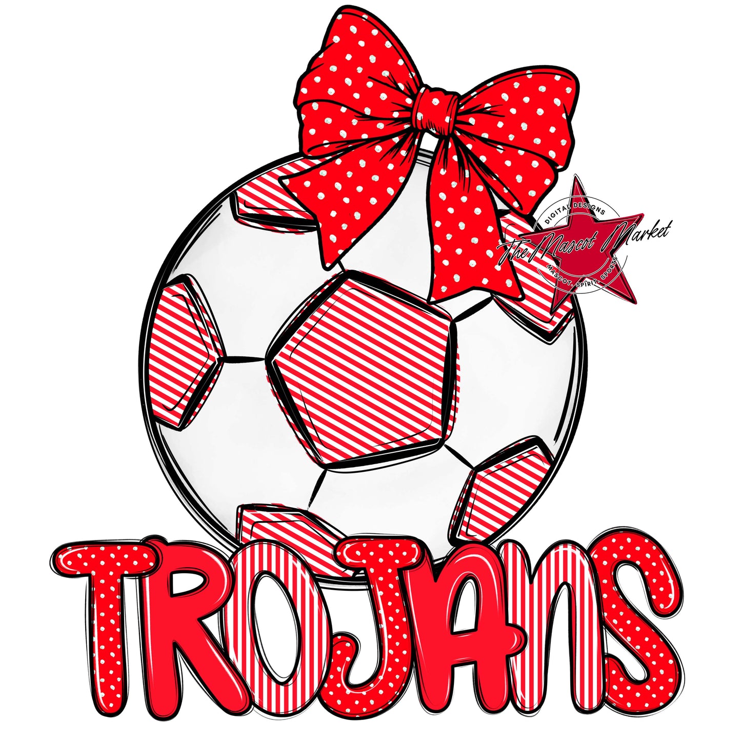Trojans Soccer Spirit Design-Bright Red