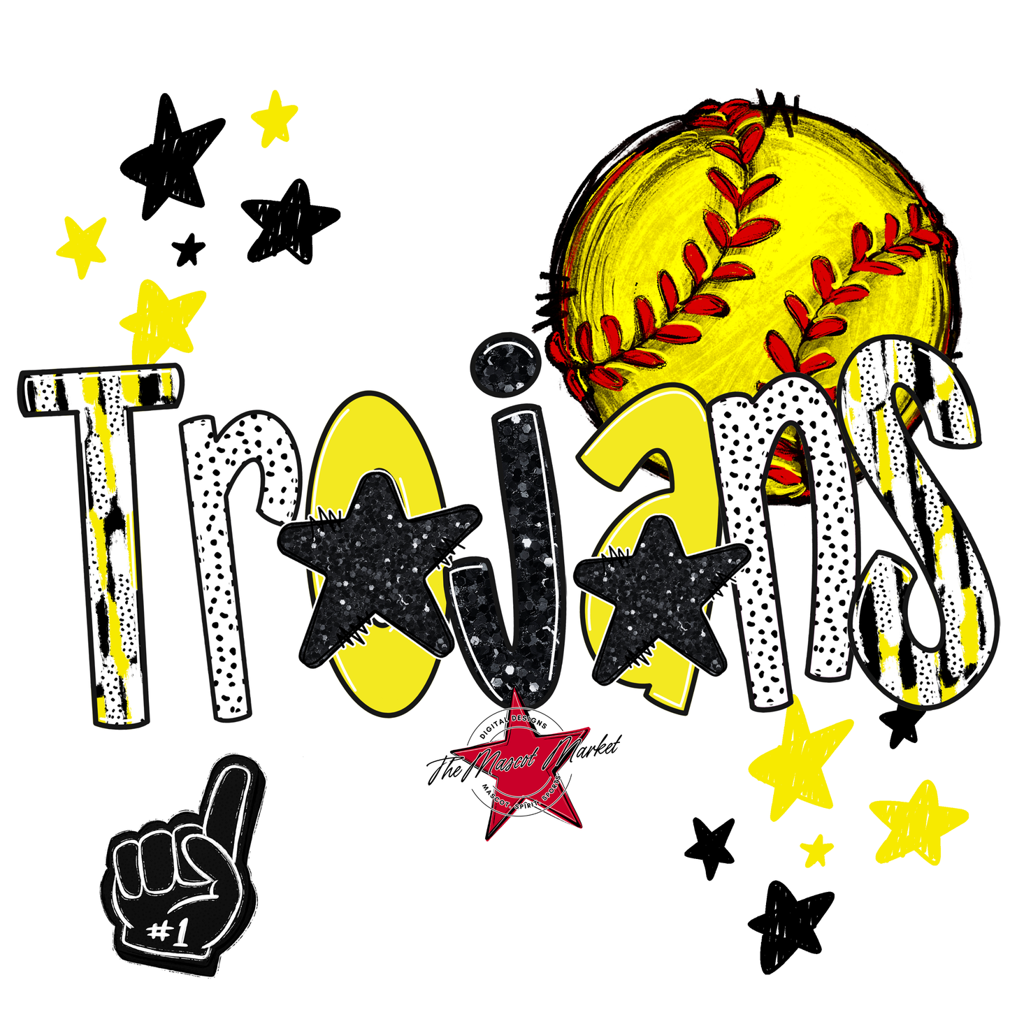 Trojans Softball Scrape-Bright Yellow