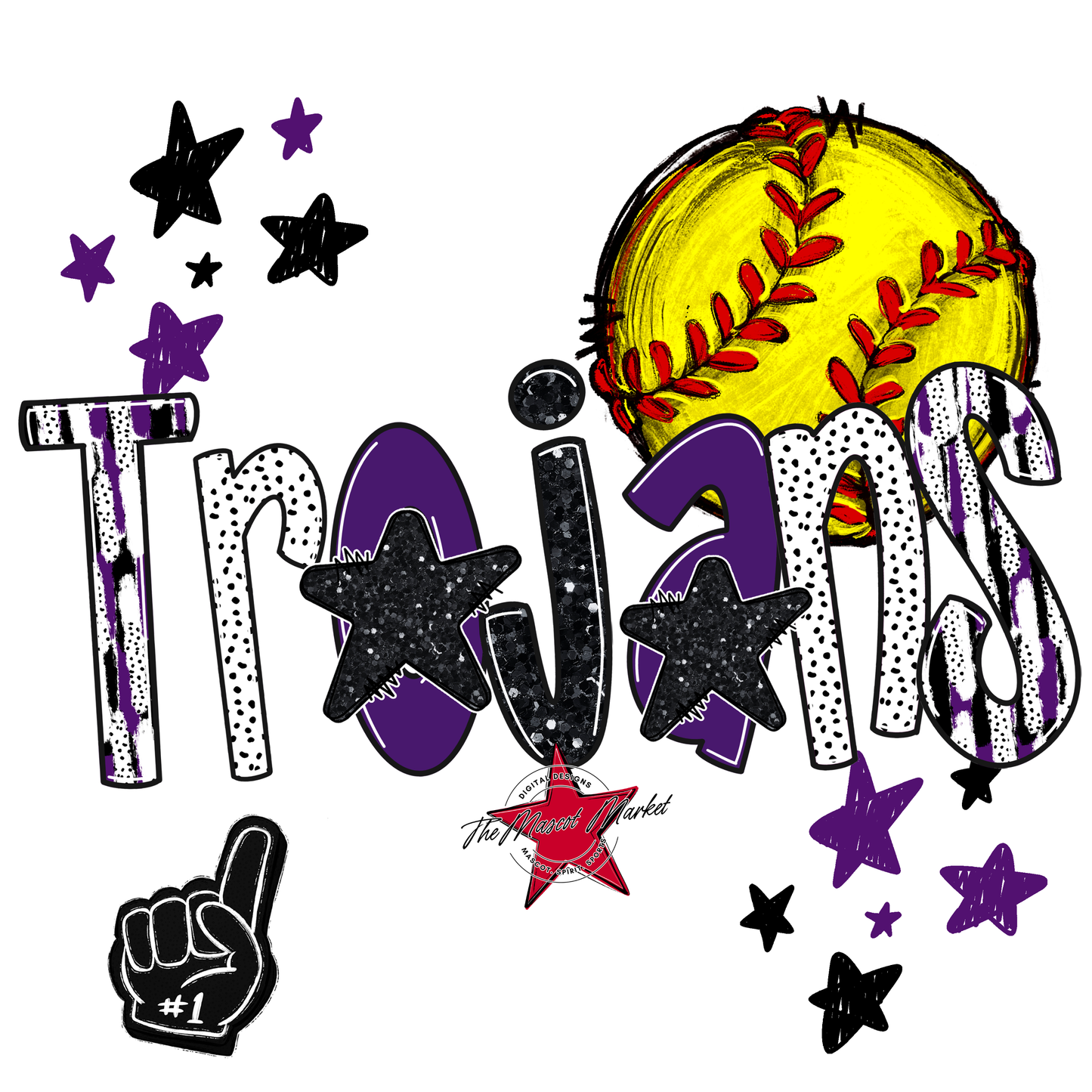 Trojans Softball Scrape-Purple