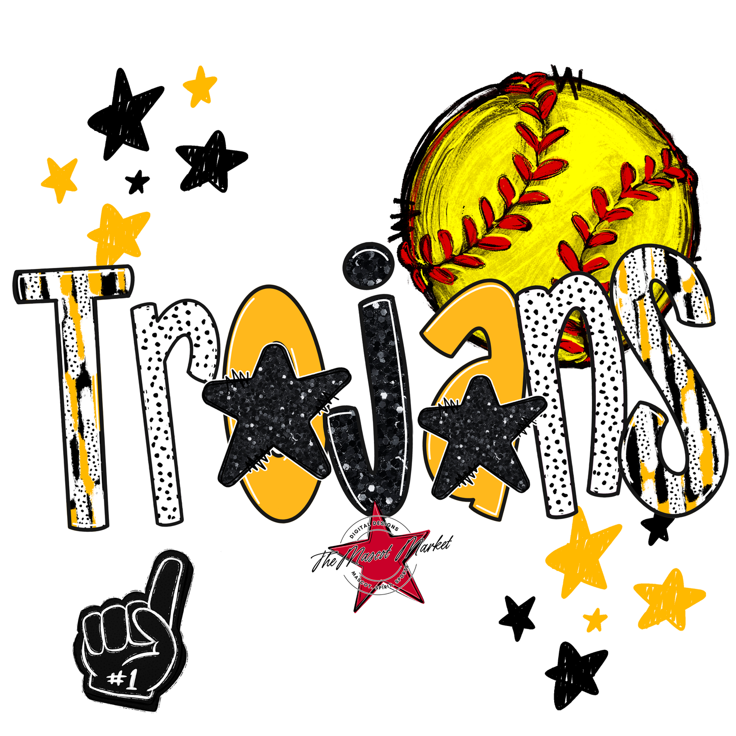 Trojans Softball Scrape-Yellow
