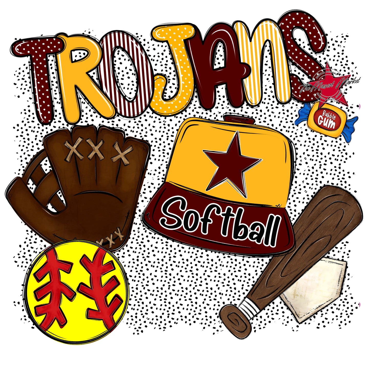 Trojans Softball Spirit-Maroon & Yellow