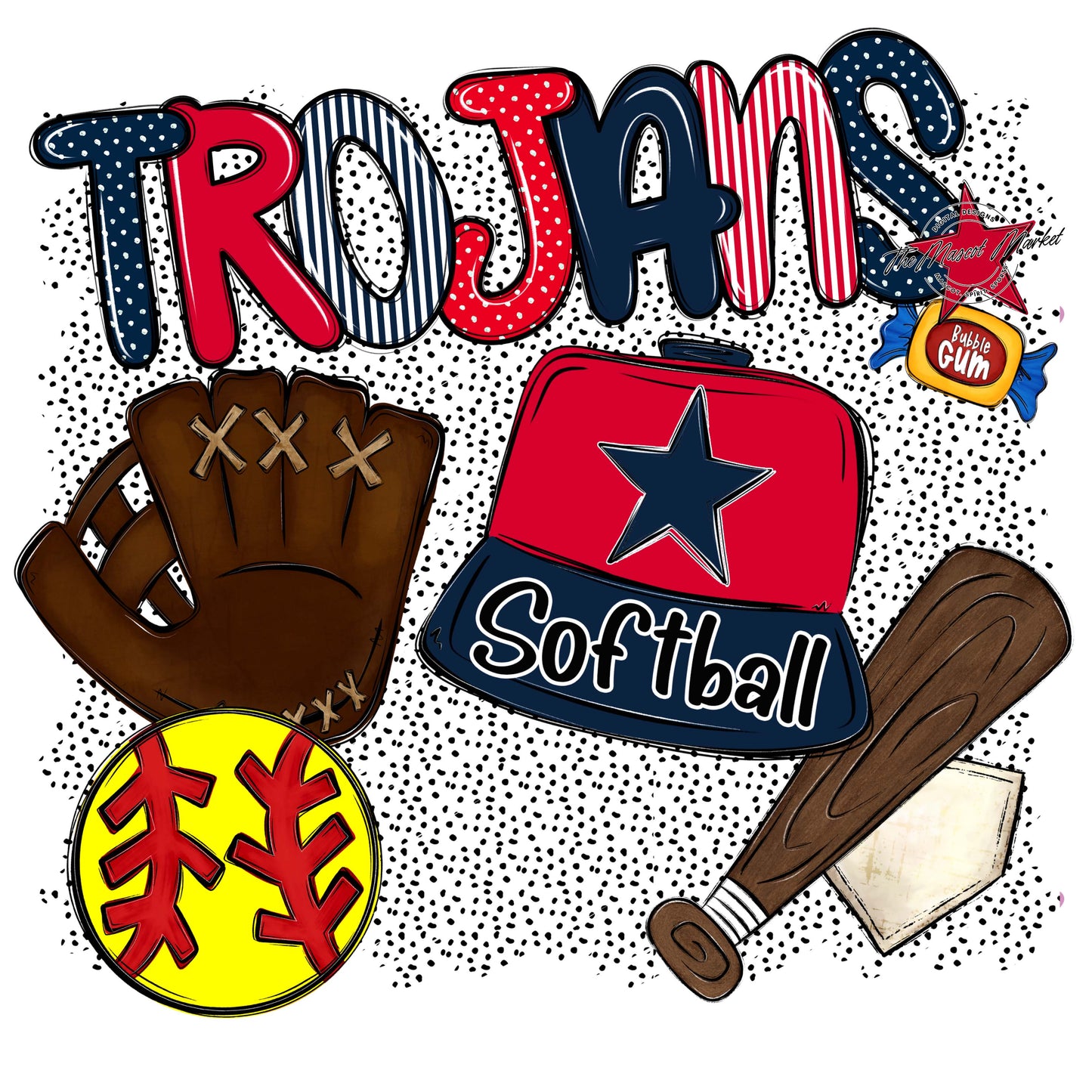 Trojans Softball Spirit-Navy & Red