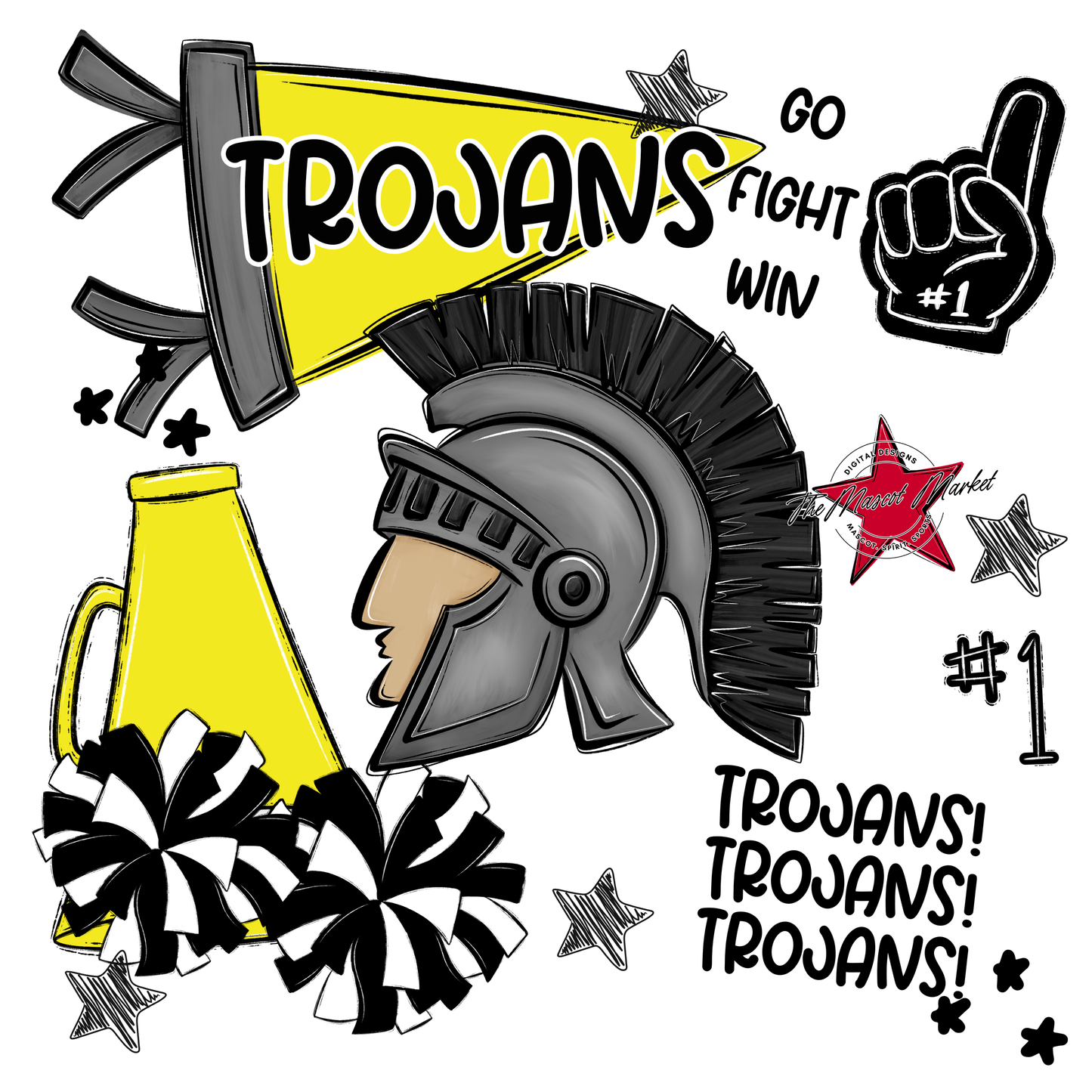 Trojans Spirit Design-Bright Yellow