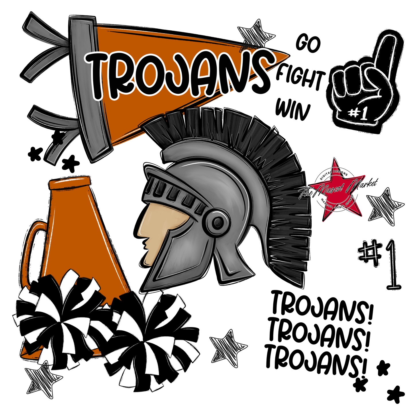 Trojans Spirit Design-Burnt Orange