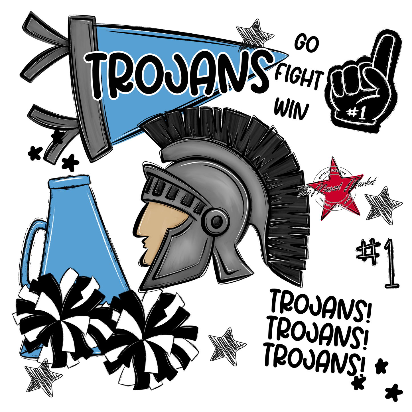 Trojans Spirit Design-Carolina Blue