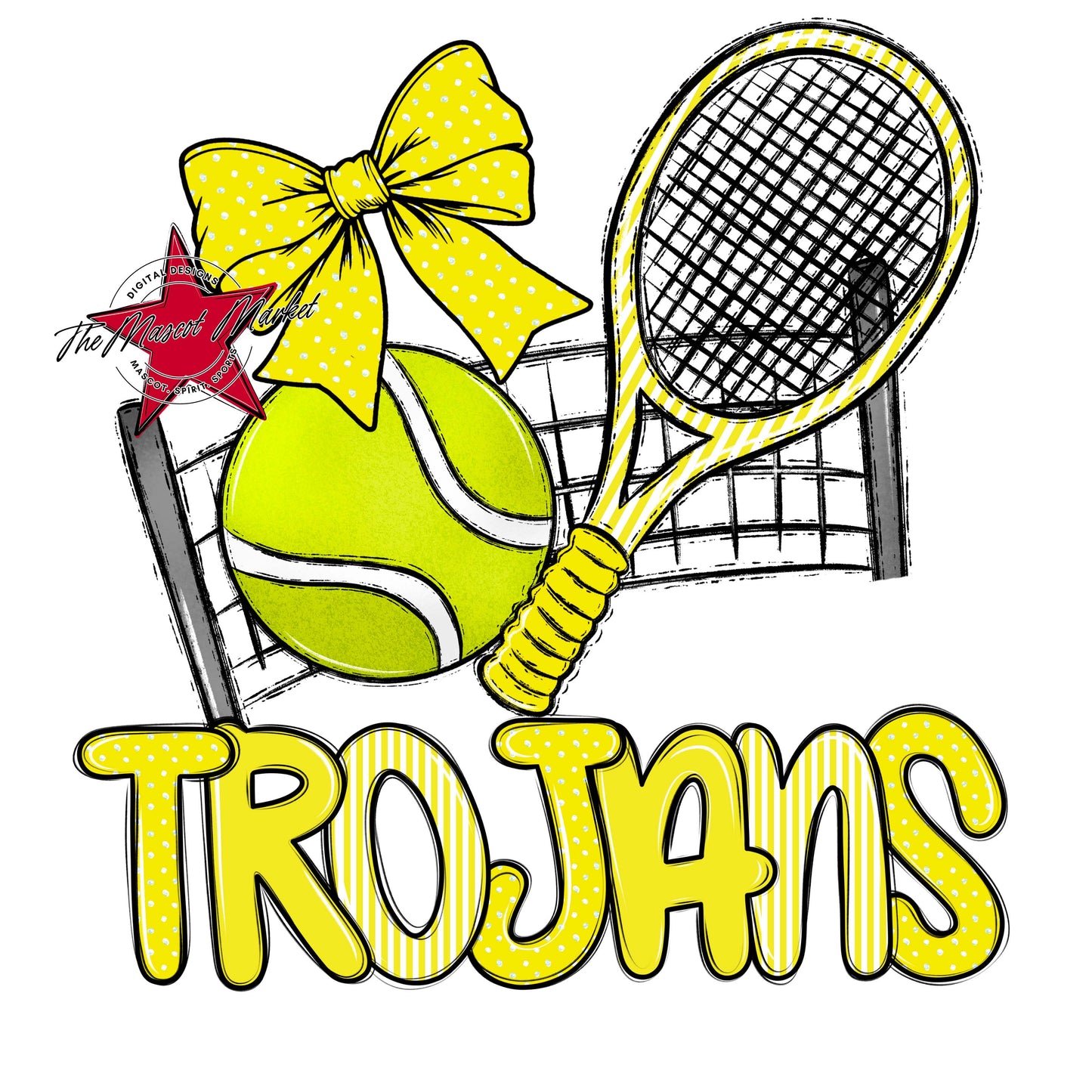 Trojans Tennis Spirit Design-Bright Yellow