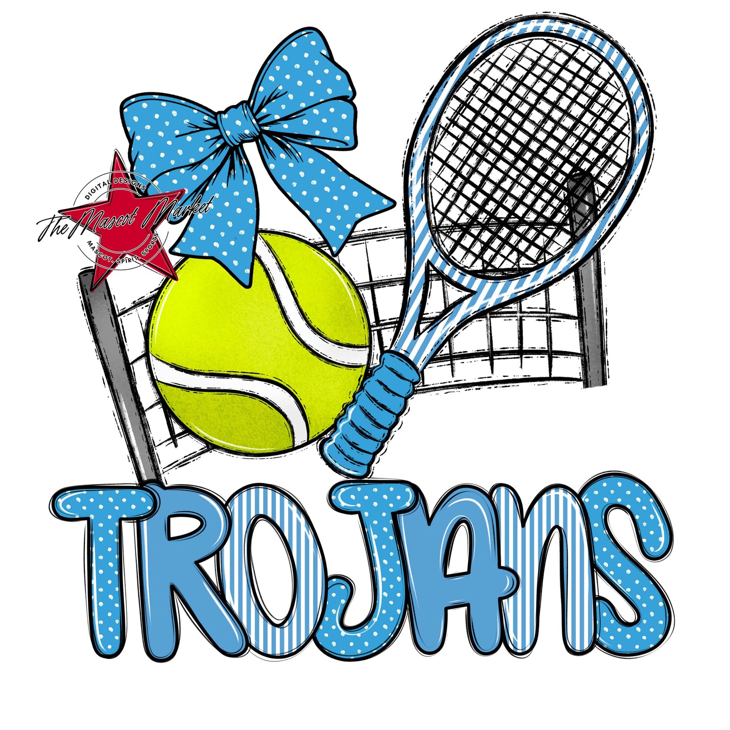 Trojans Tennis Spirit Design-Carolina Blue