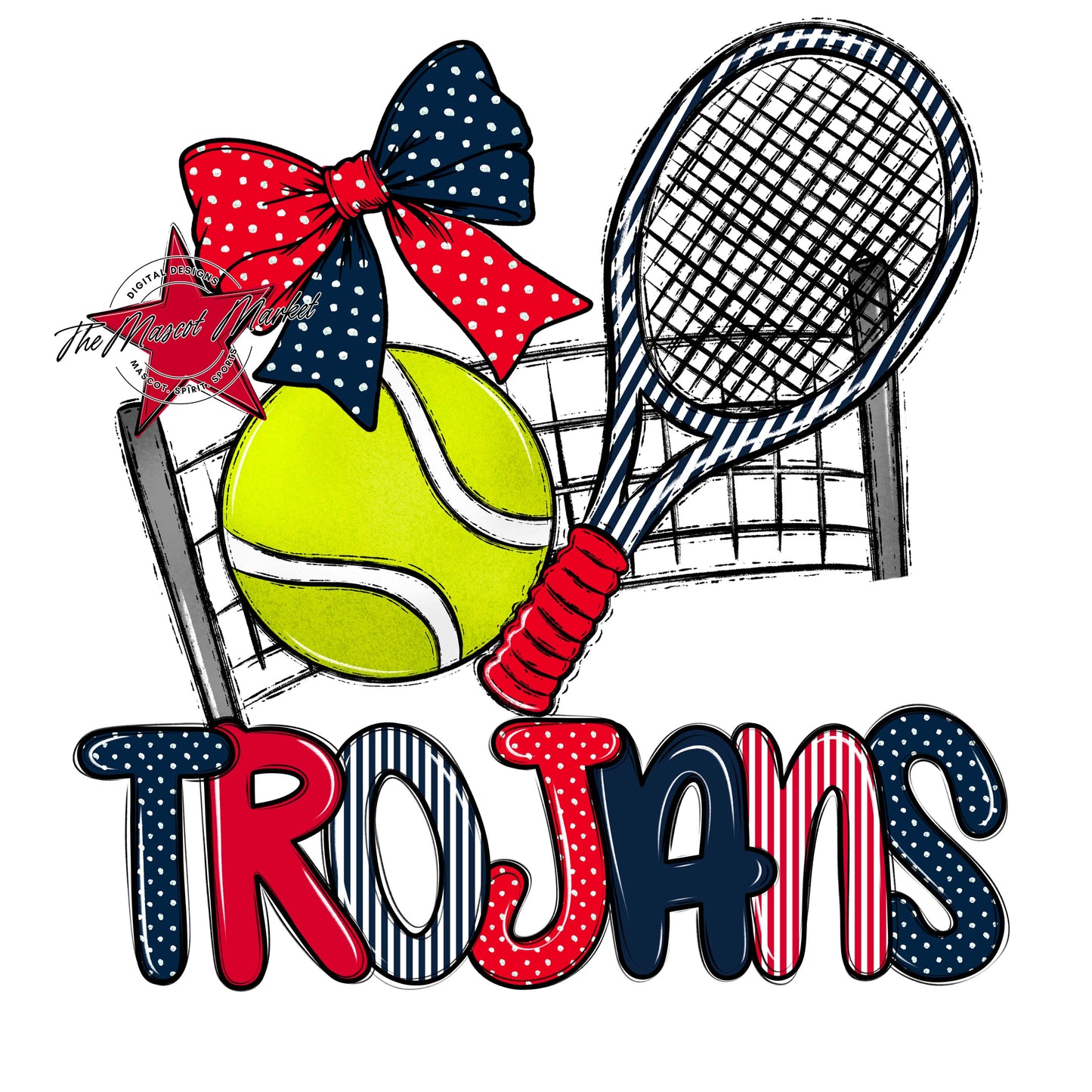 Trojans Tennis Spirit Design-Navy & Red