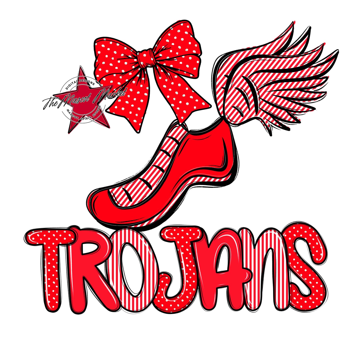 Trojans Track Spirit Design-Bright Red