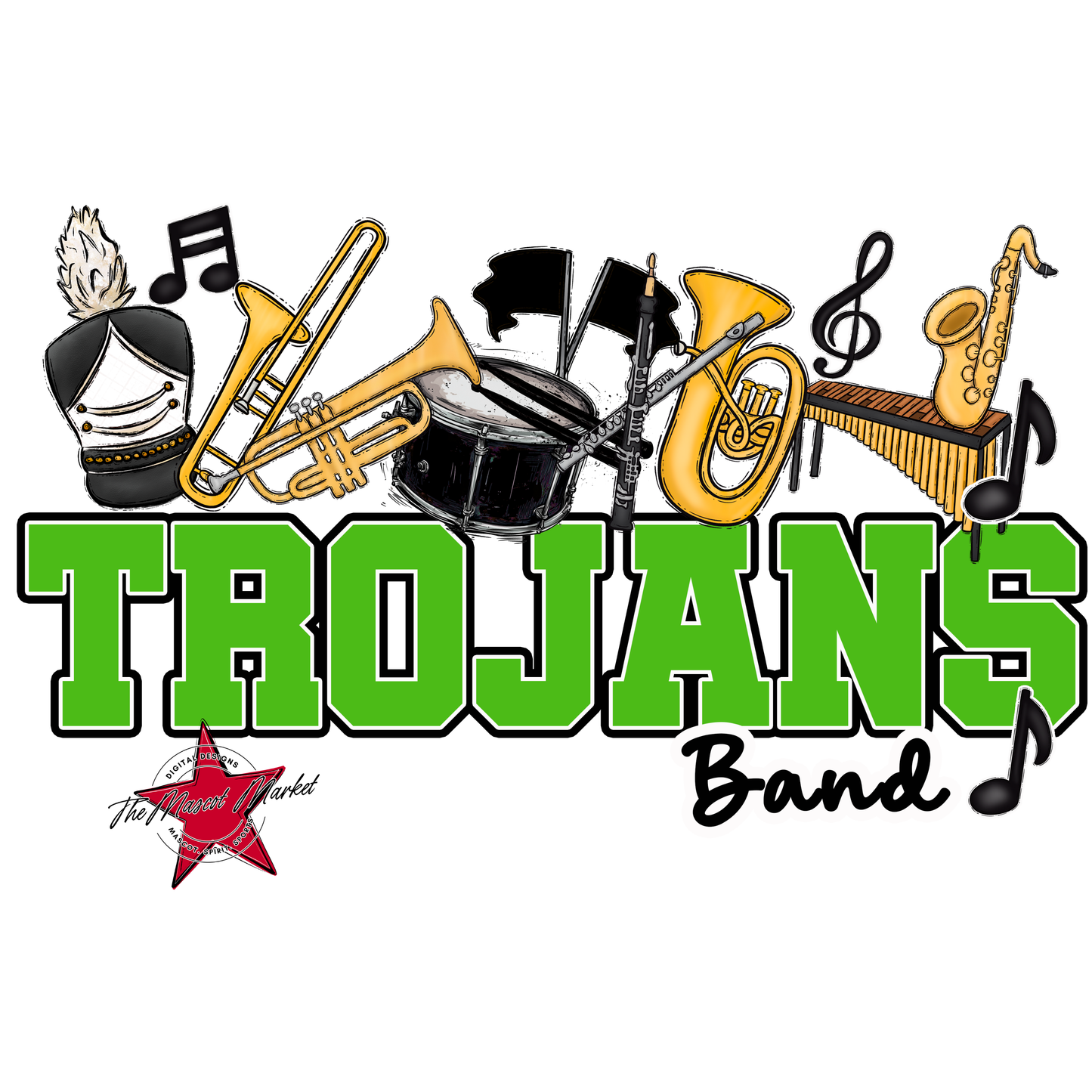 Trojans Varsity Band-Bright Green