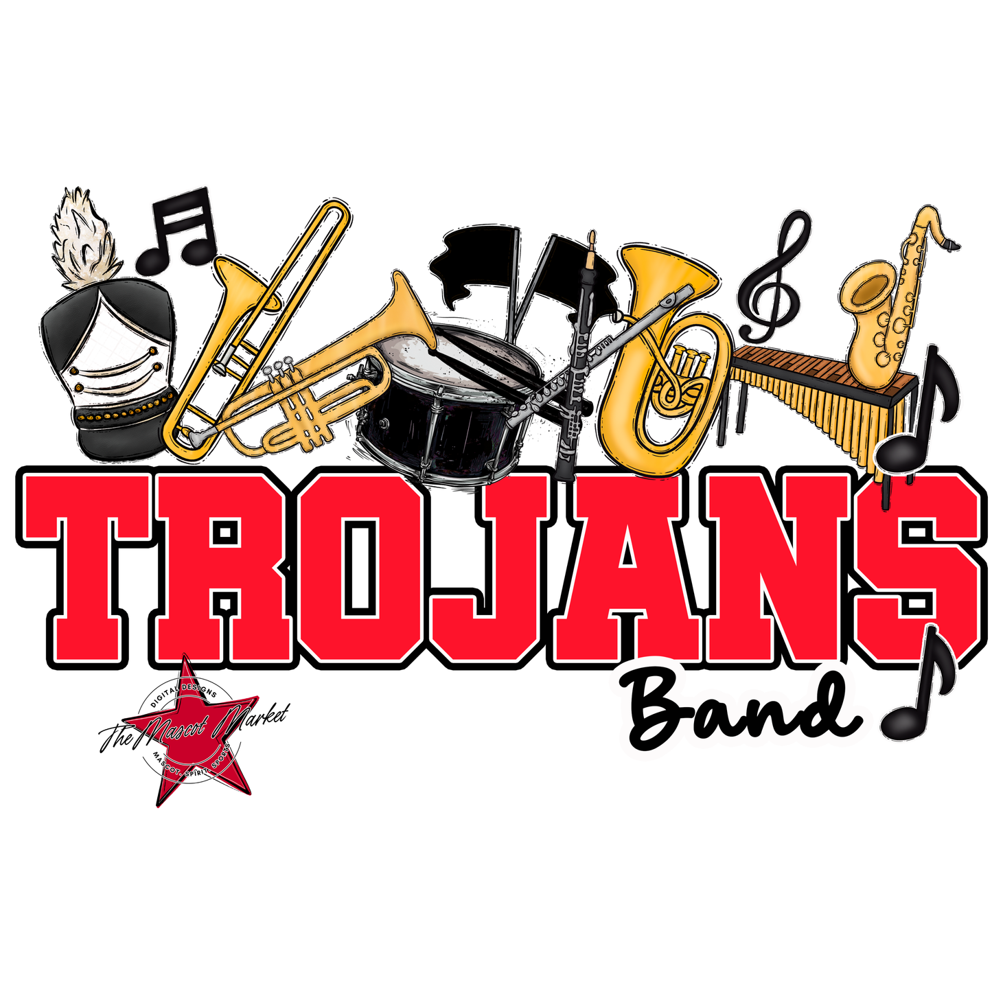 Trojans Varsity Band-Bright Red