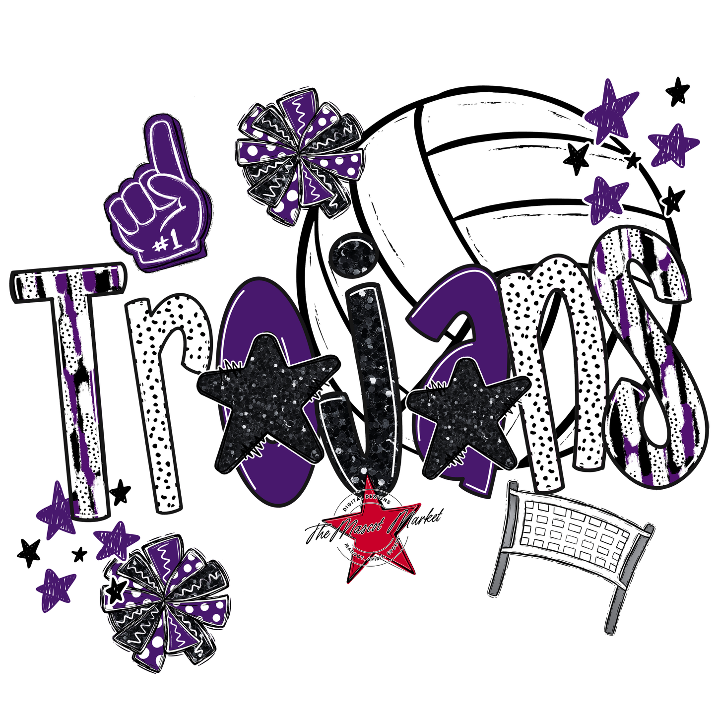 Trojans Volleyball Scrape-Purple