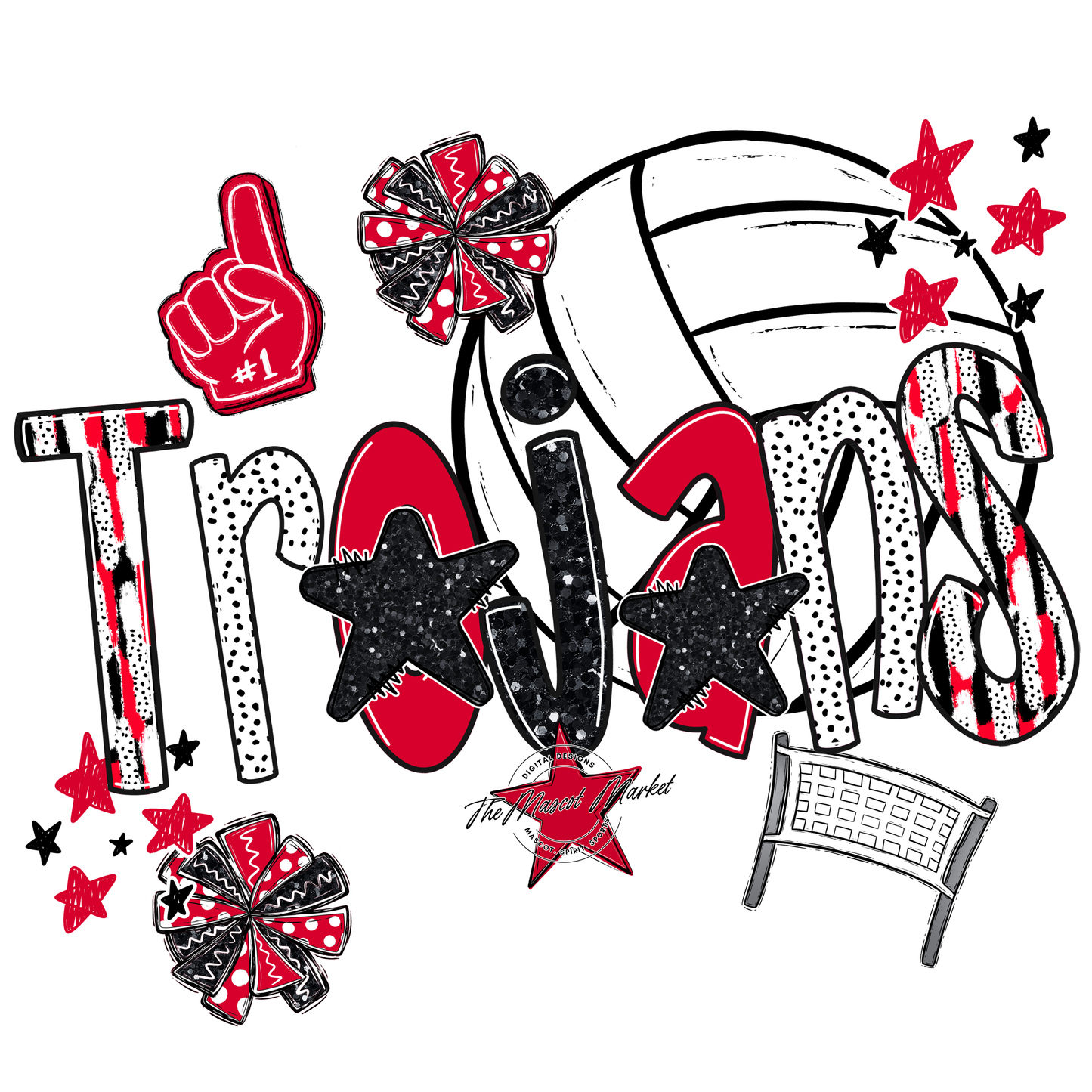 Trojans Volleyball Scrape-Red