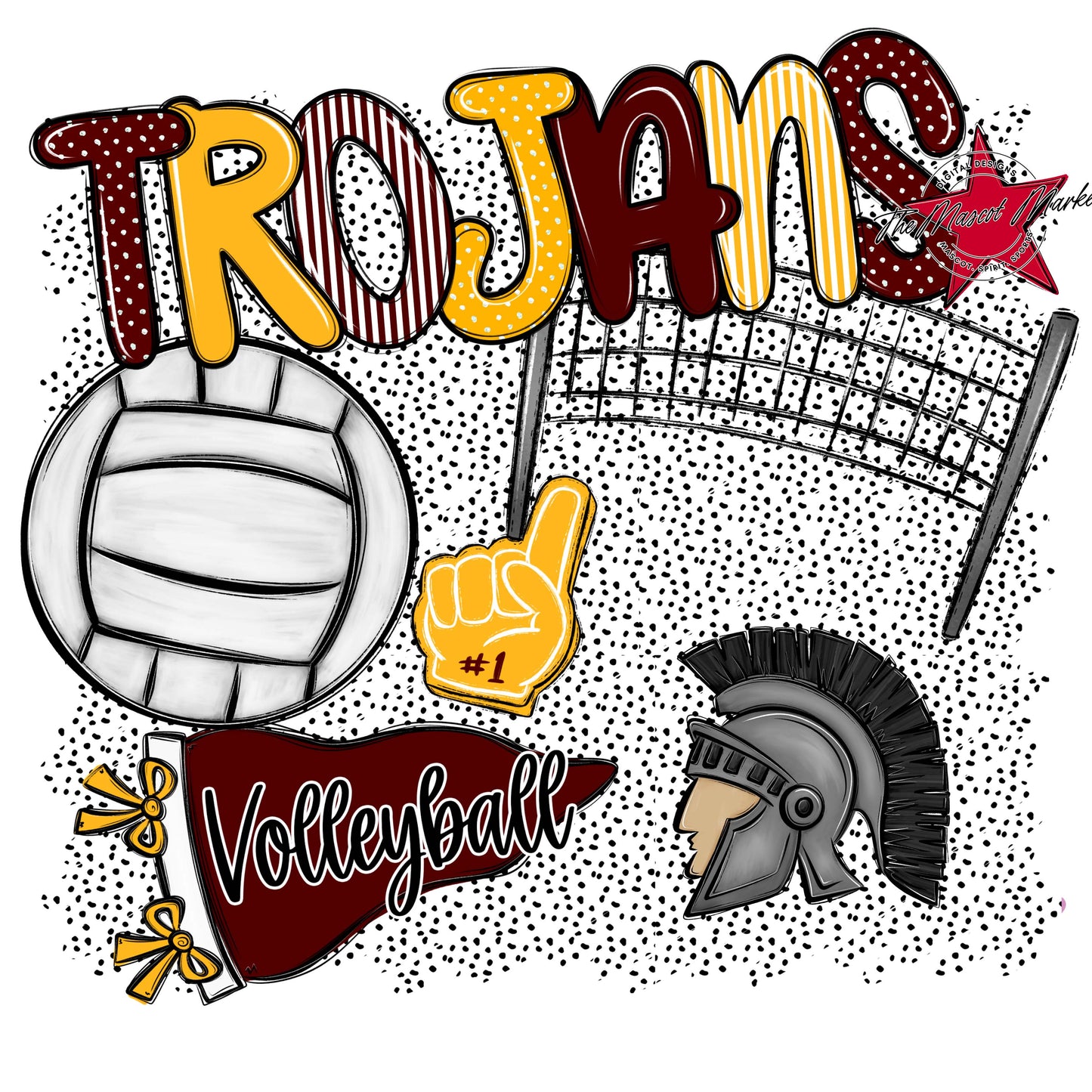 Trojans Volleyball Spirit-Maroon & Yellow