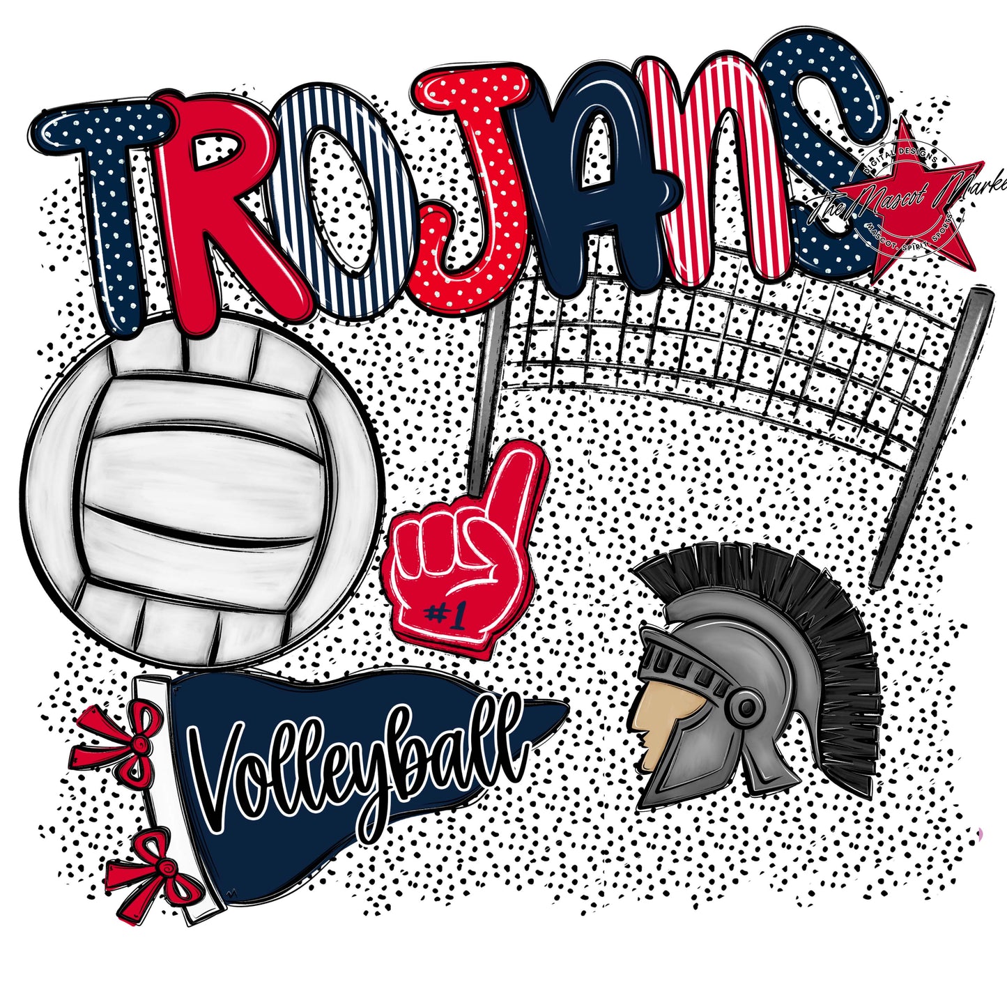 Trojans Volleyball Spirit-Navy & Red