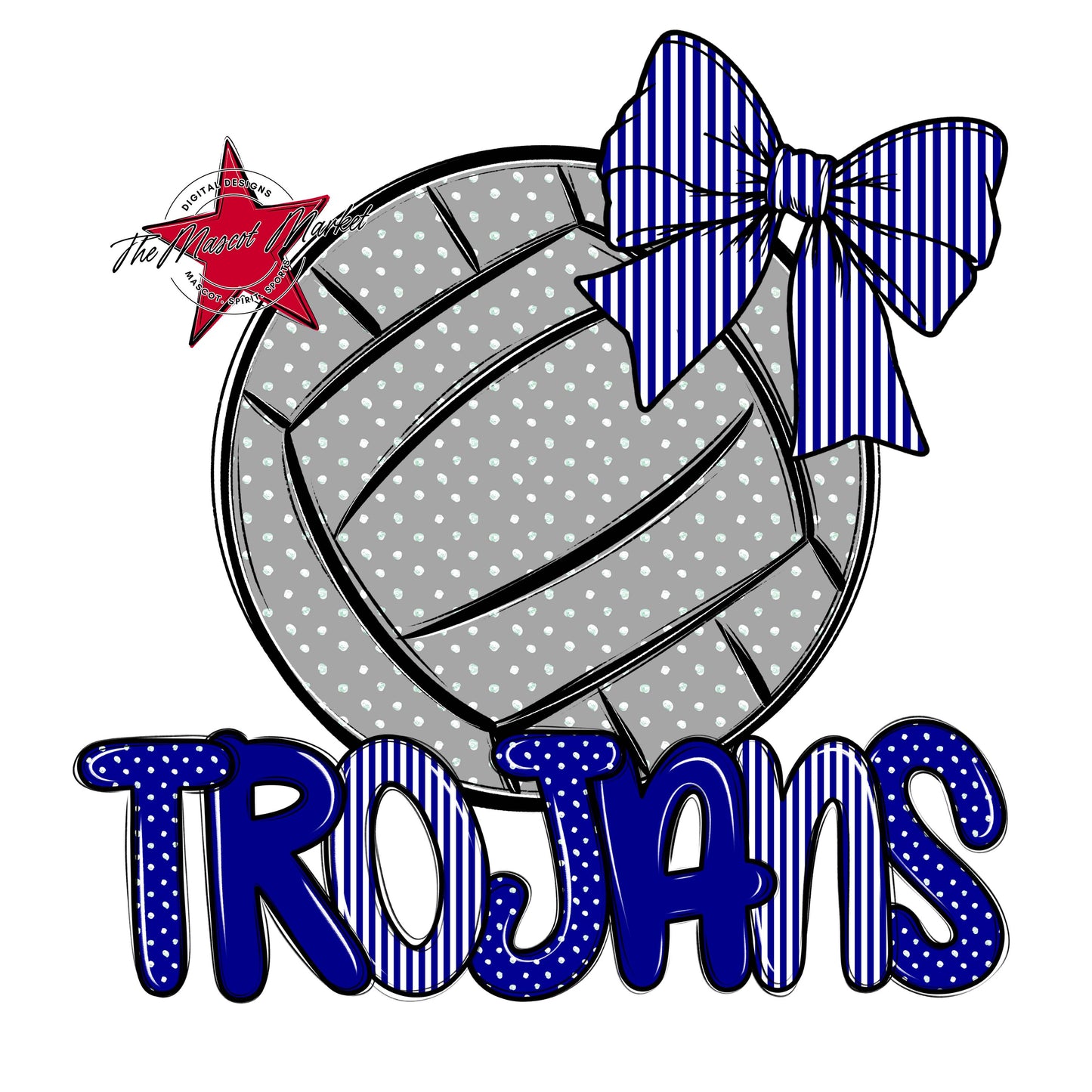 Trojans Volleyball Spirit Design-Blue