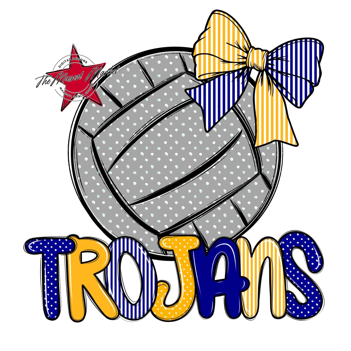 Trojans Volleyball Spirit Design-Blue & Yellow
