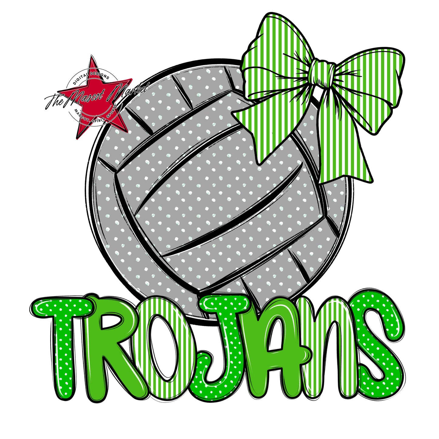 Trojans Volleyball Spirit Design-Bright Green