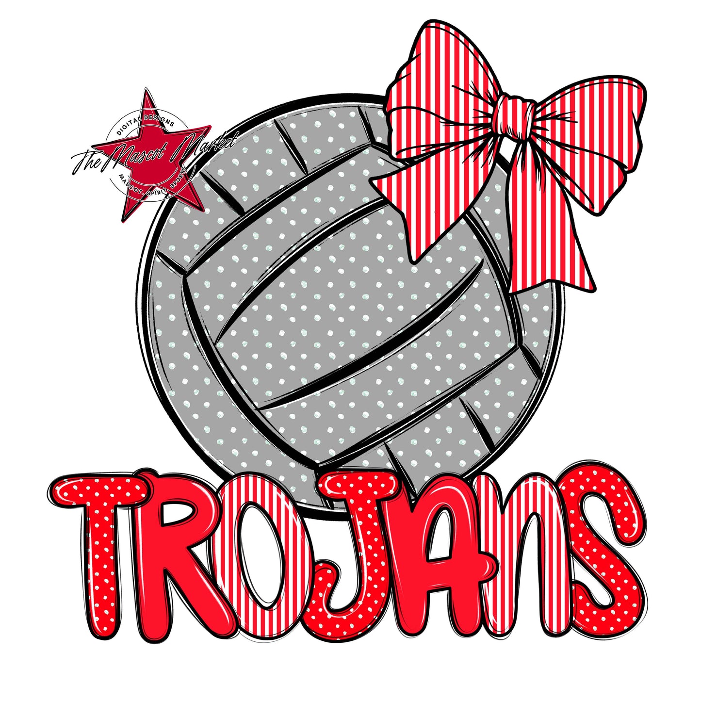 Trojans Volleyball Spirit Design-Bright Red