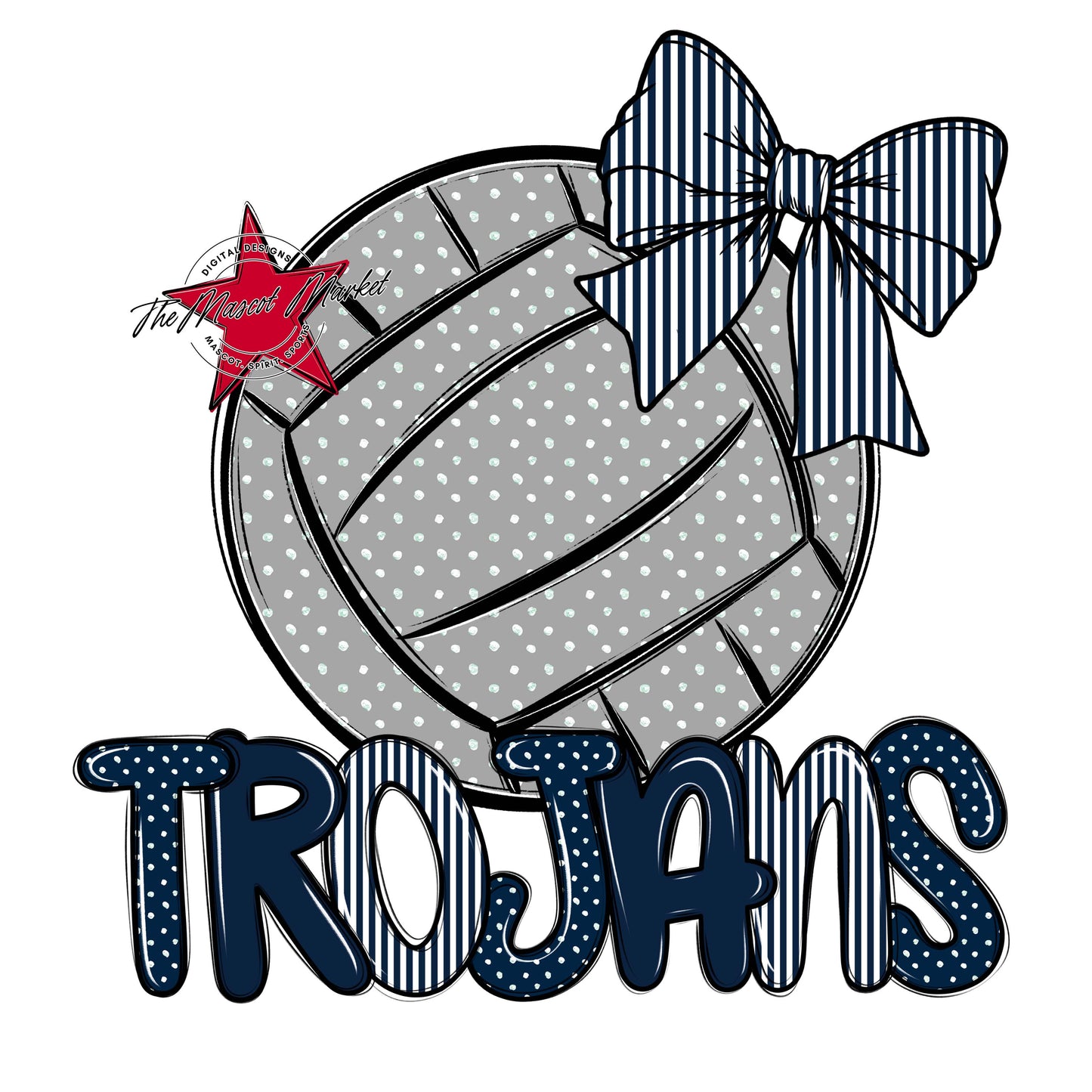 Trojans Volleyball Spirit Design-Navy