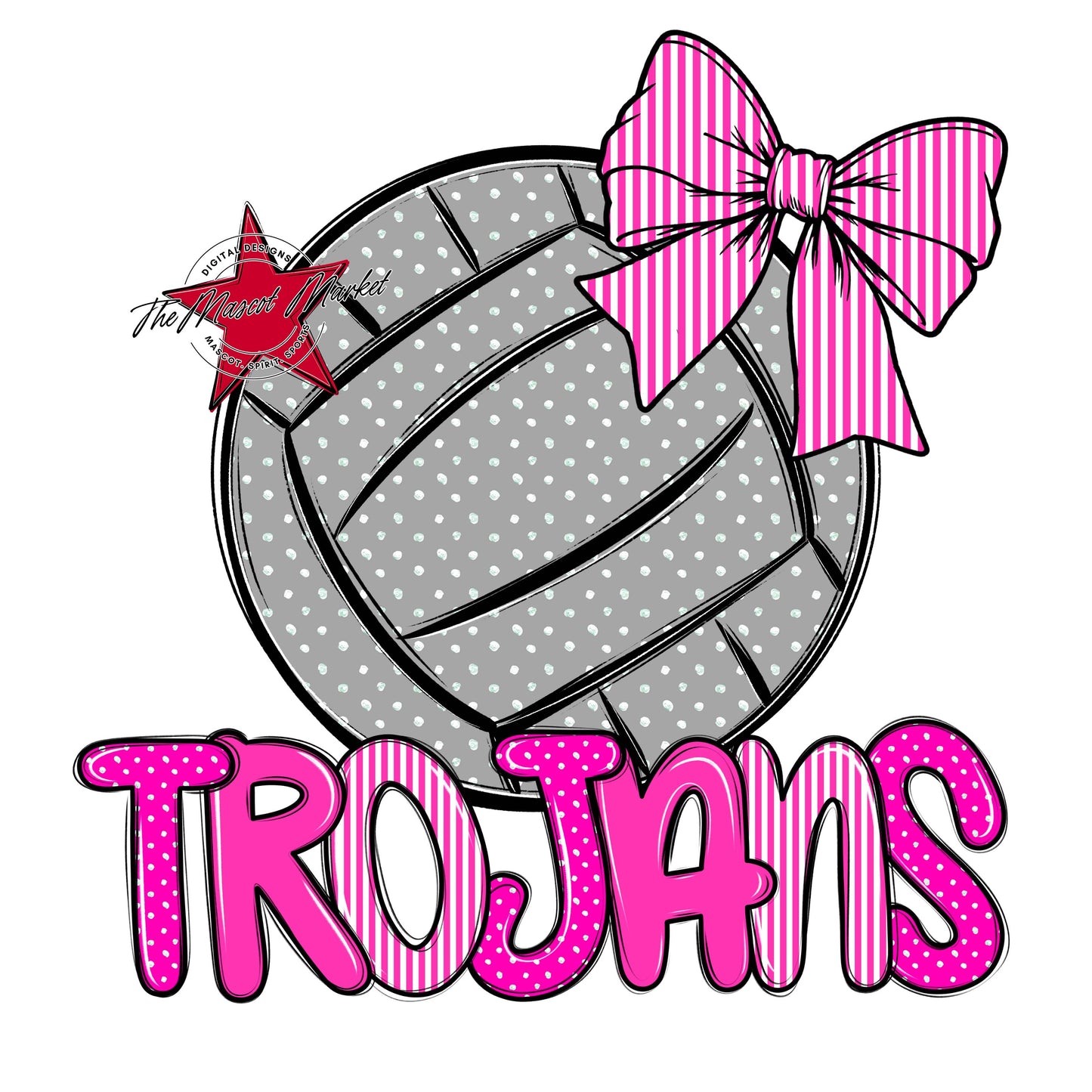 Trojans Volleyball Spirit Design-Pink