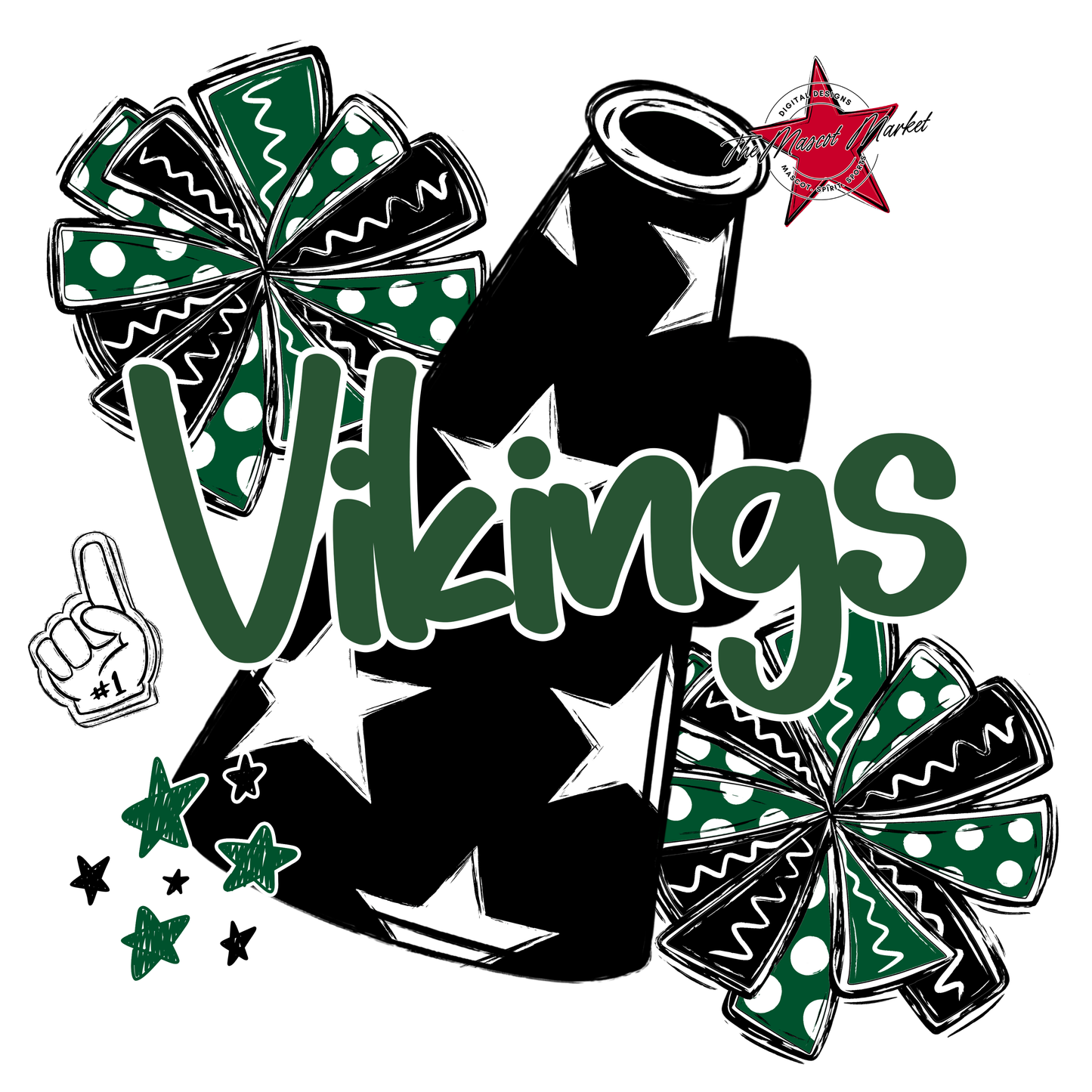Vikings Alpha Megaphone Design-Green