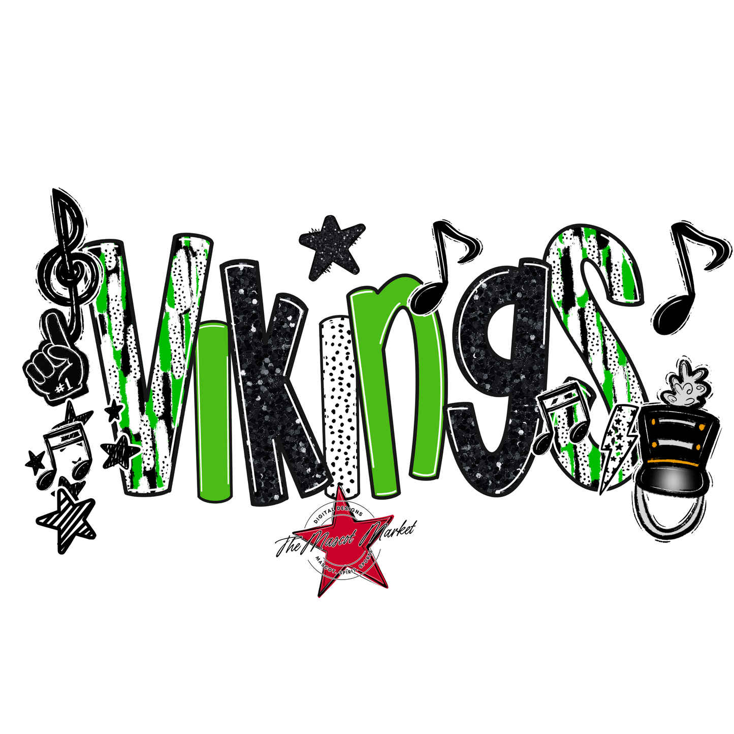 Vikings Band Scrape-Bright Green