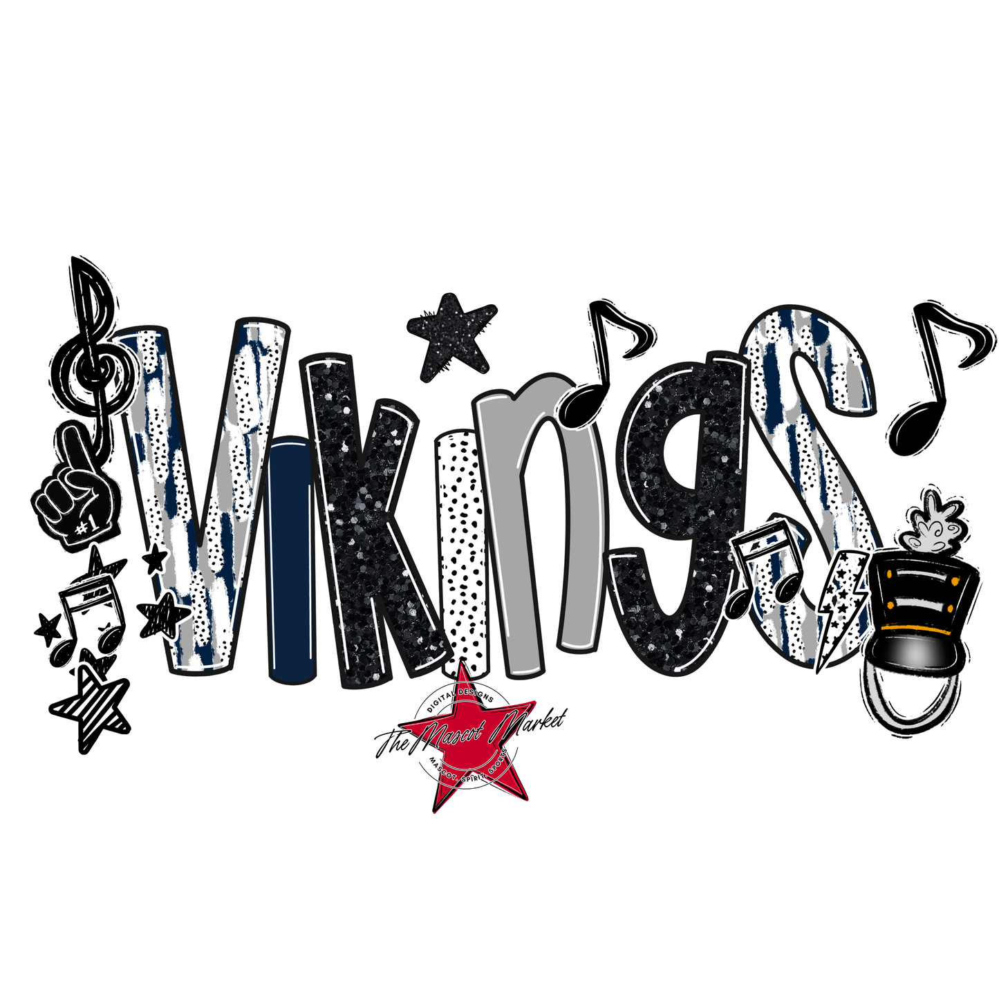 Vikings Band Scrape-Navy-Grey