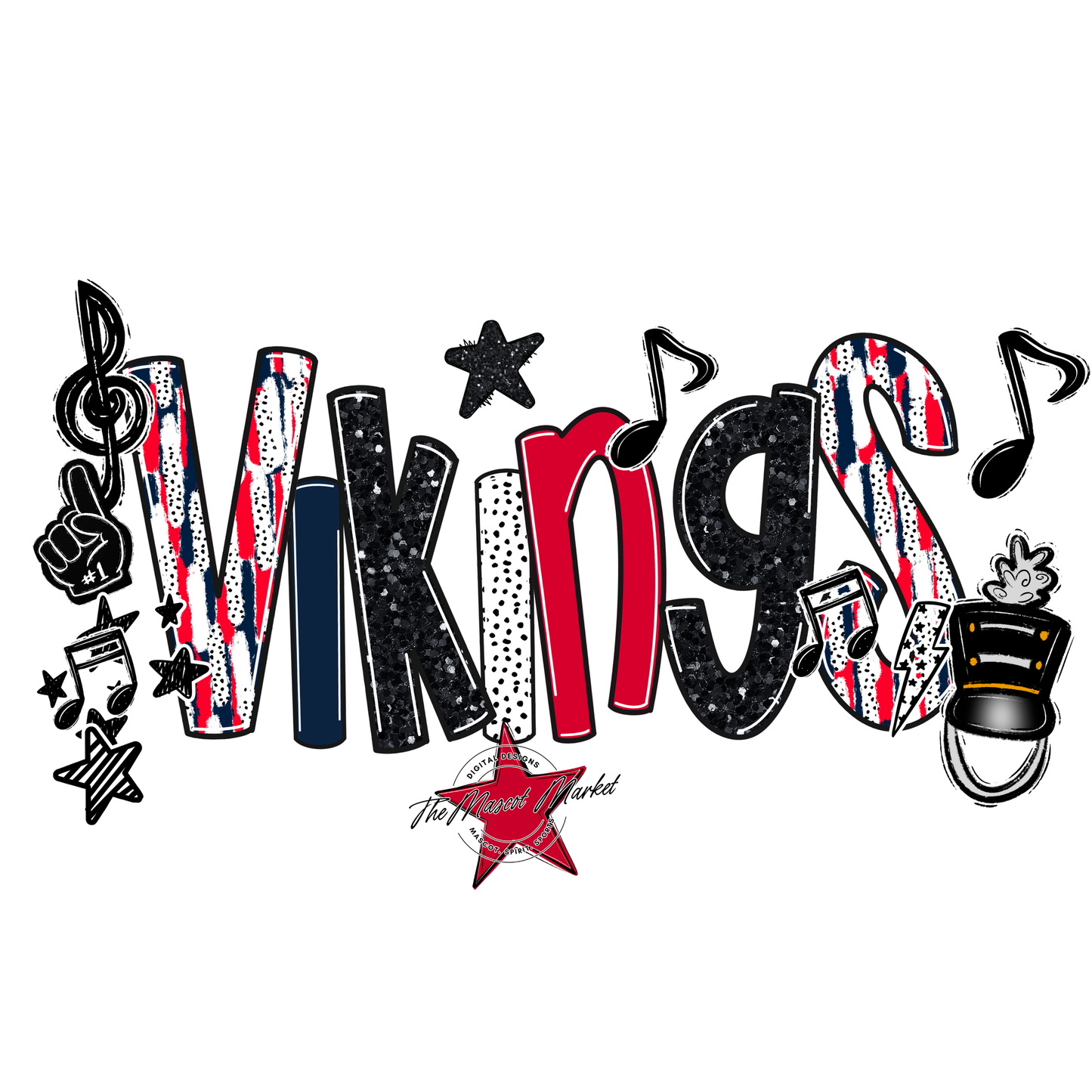 Vikings Band Scrape-Navy-Red