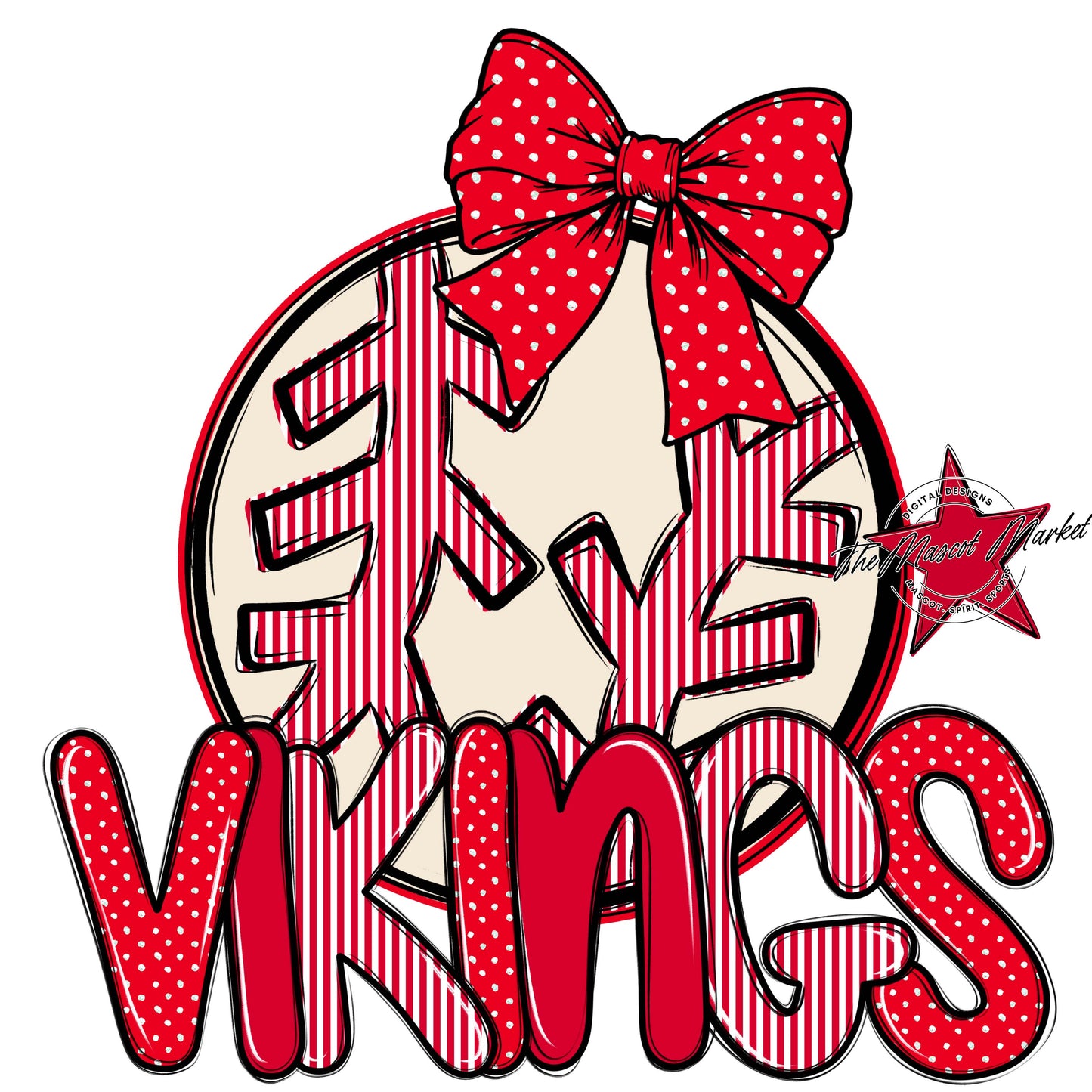 Vikings Baseball-Softball Spirit Design-Red