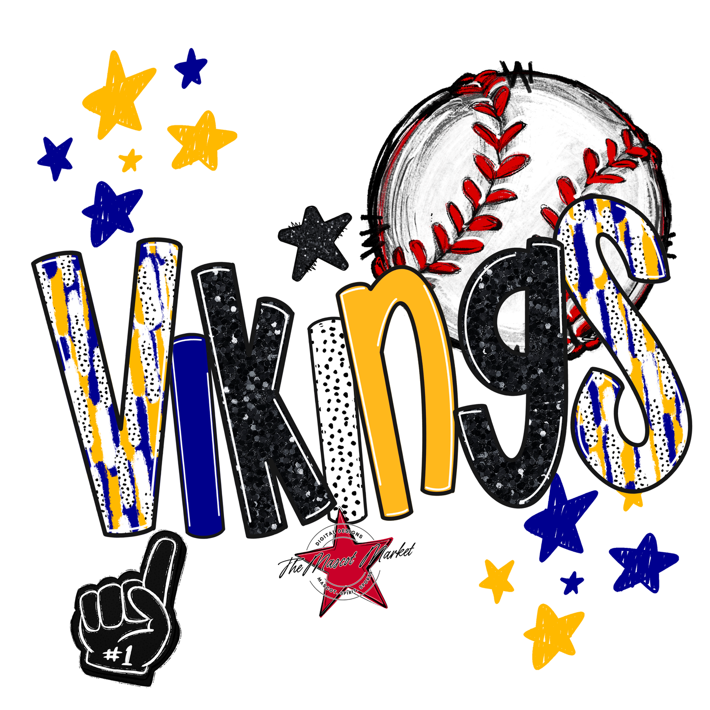 Vikings Baseball Scrape-Blue-Yellow