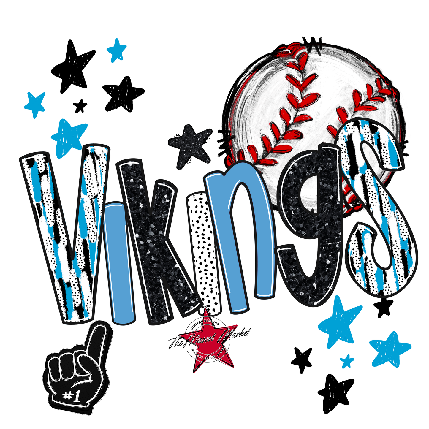 Vikings Baseball Scrape-Carolina Blue