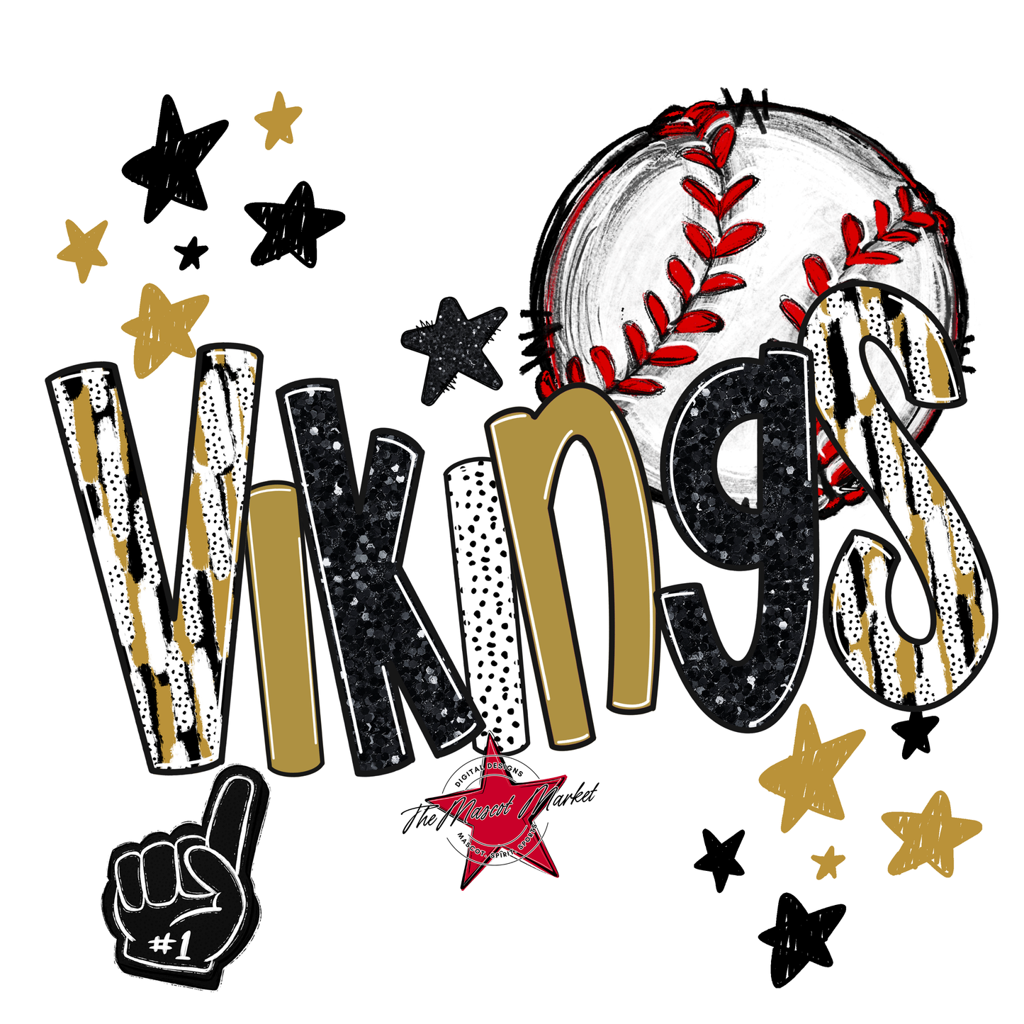 Vikings Baseball Scrape-Gold