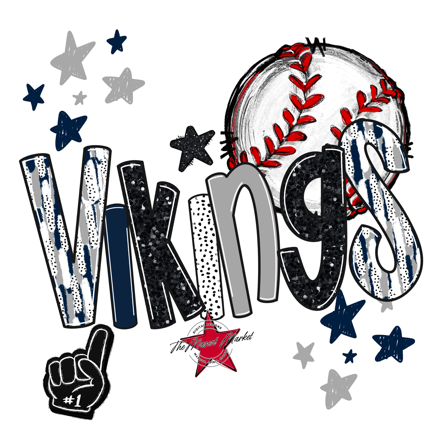 Vikings Baseball Scrape-Navy-Grey