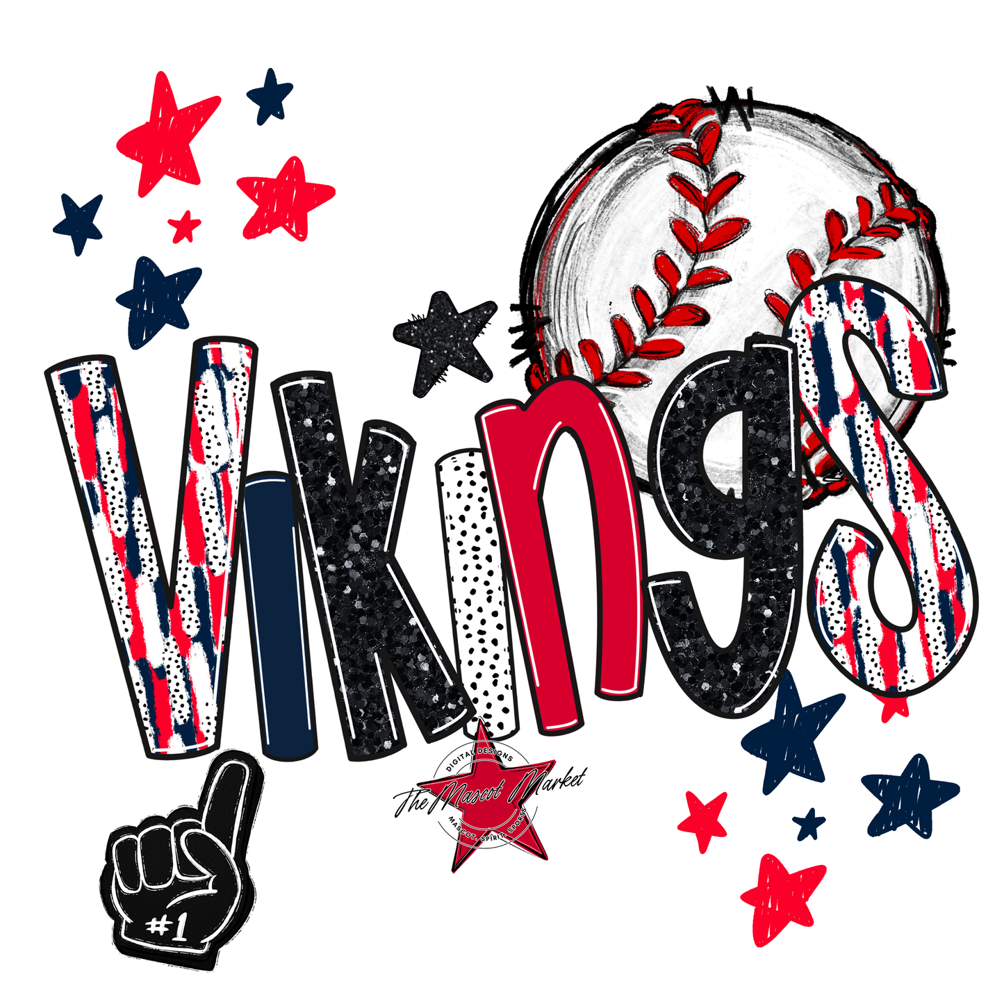 Vikings Baseball Scrape-Navy-Red