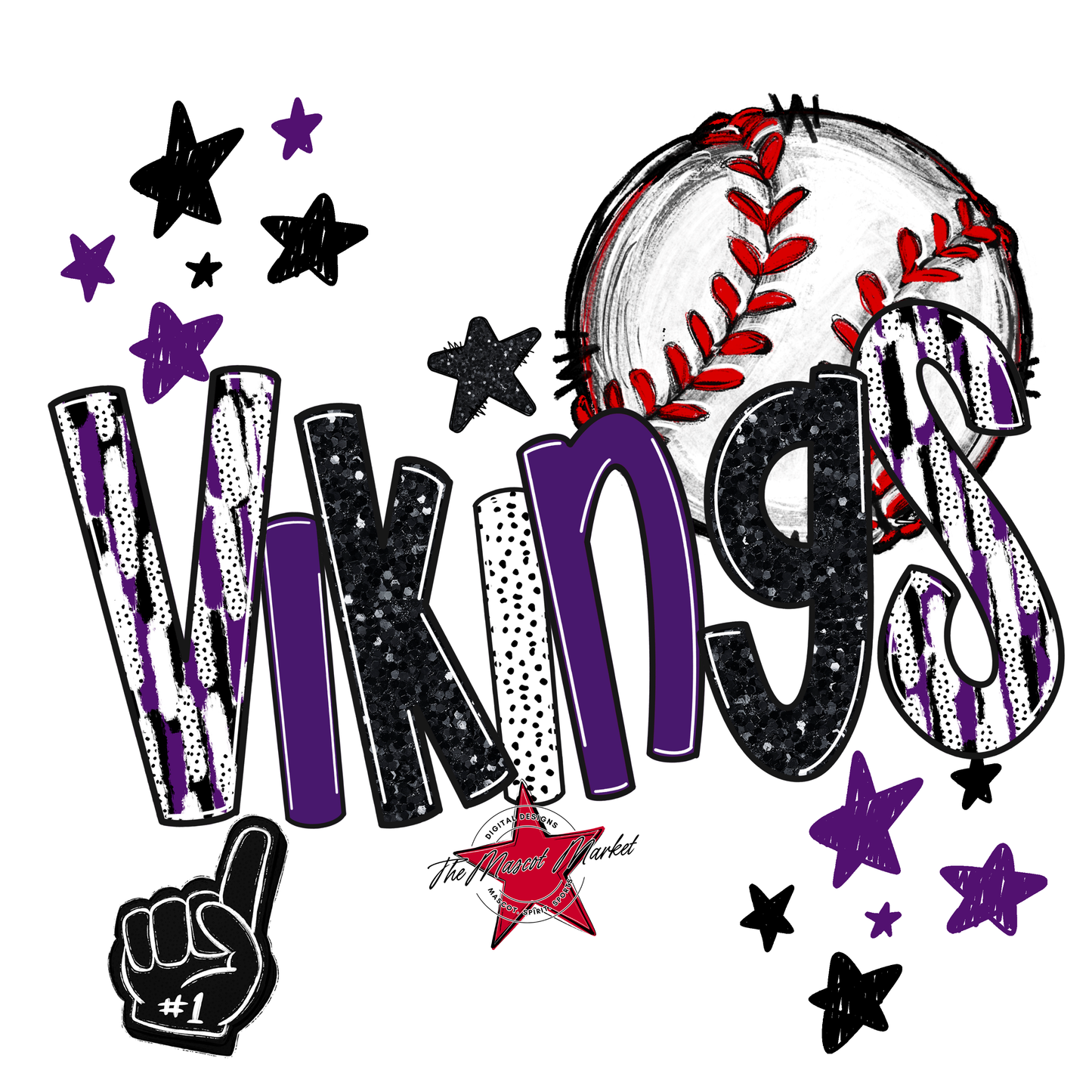 Vikings Baseball Scrape-Purple