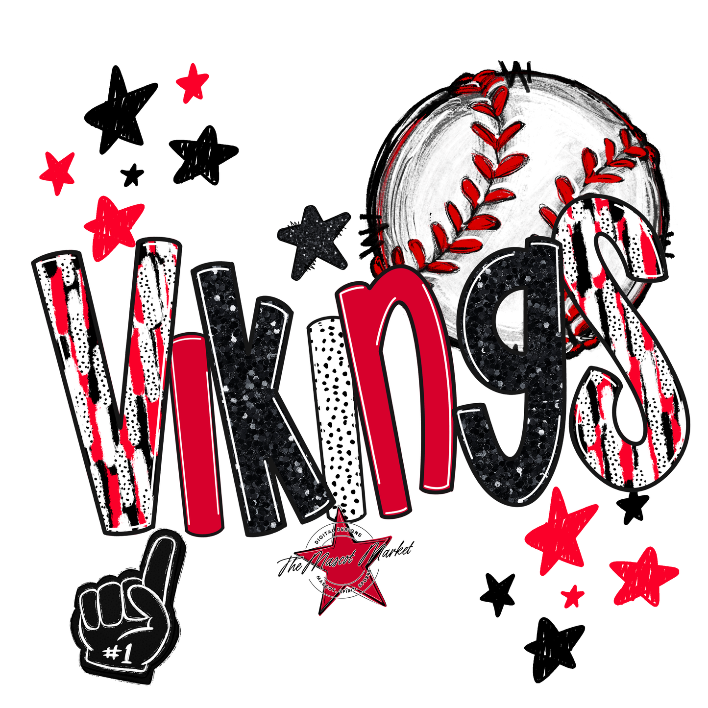 Vikings Baseball Scrape-Red