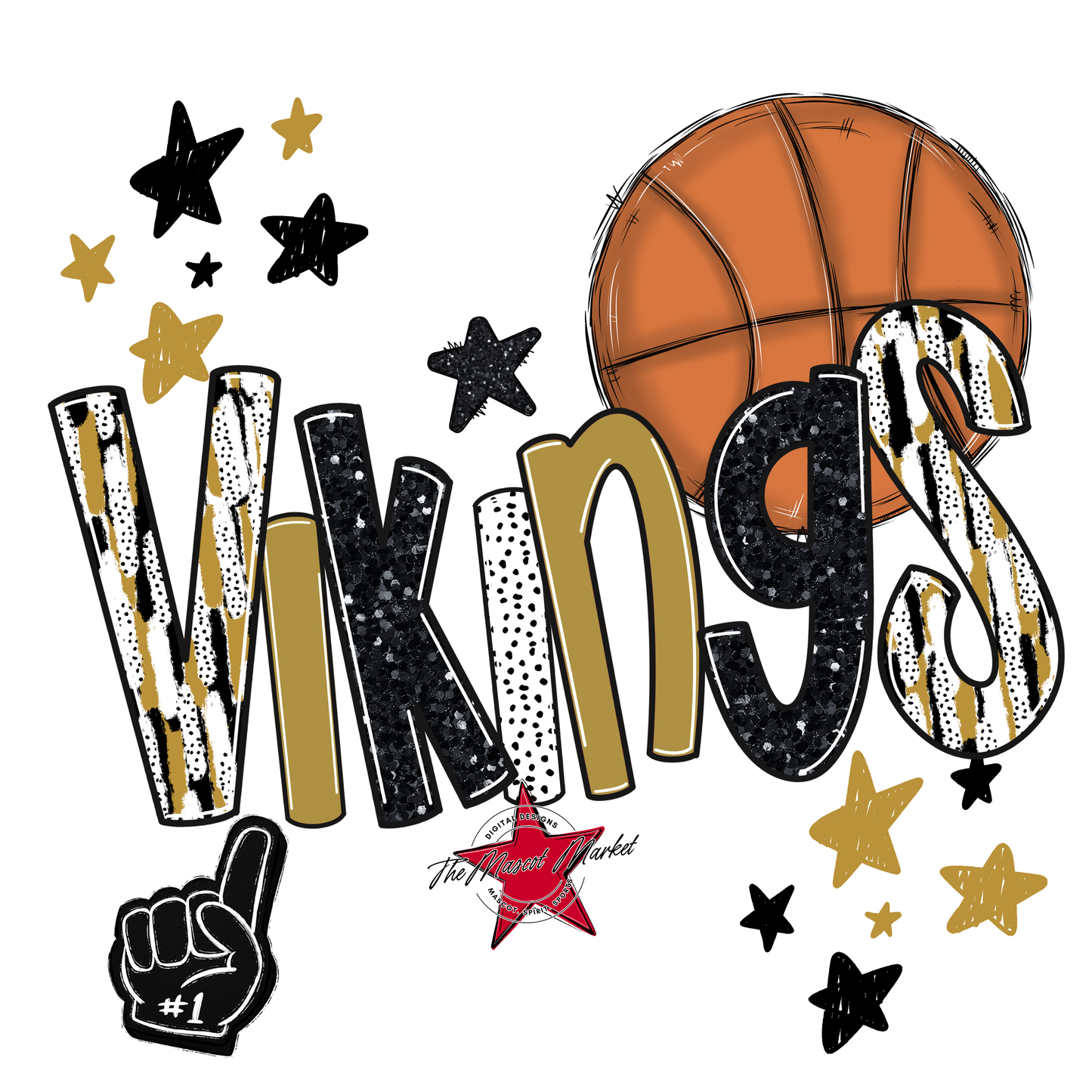 Vikings Basketball Scrape-Gold