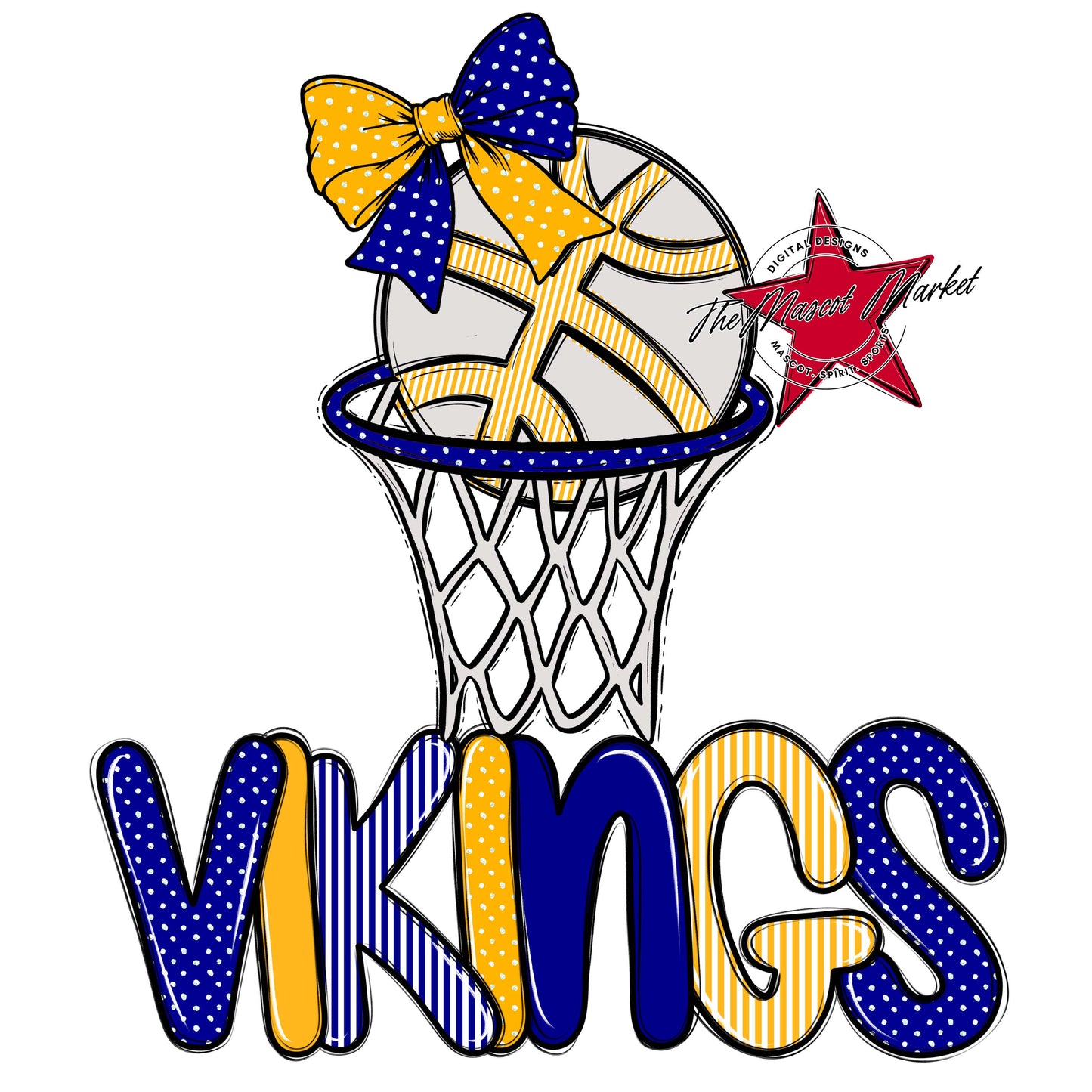 Vikings Basketball Spirit Design-Blue & Yellow
