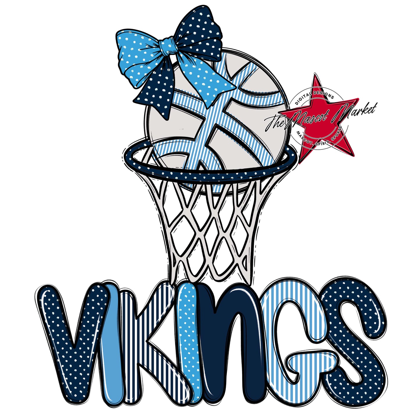 Vikings Basketball Spirit Design-Navy & Carolina Blue