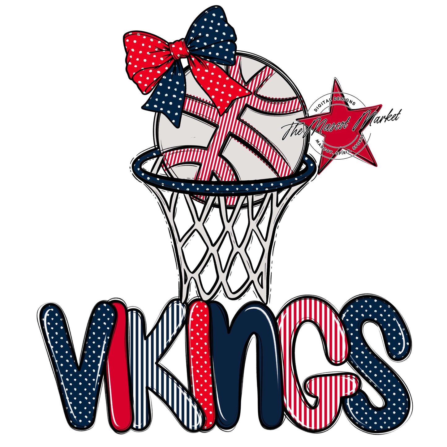 Vikings Basketball Spirit Design-Navy & Red