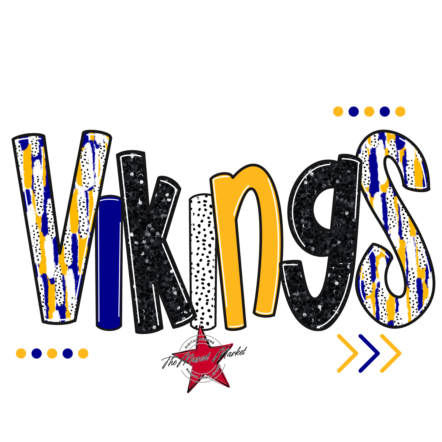 Vikings Brushstroke Alpha w Arrows-Blue-Yellow